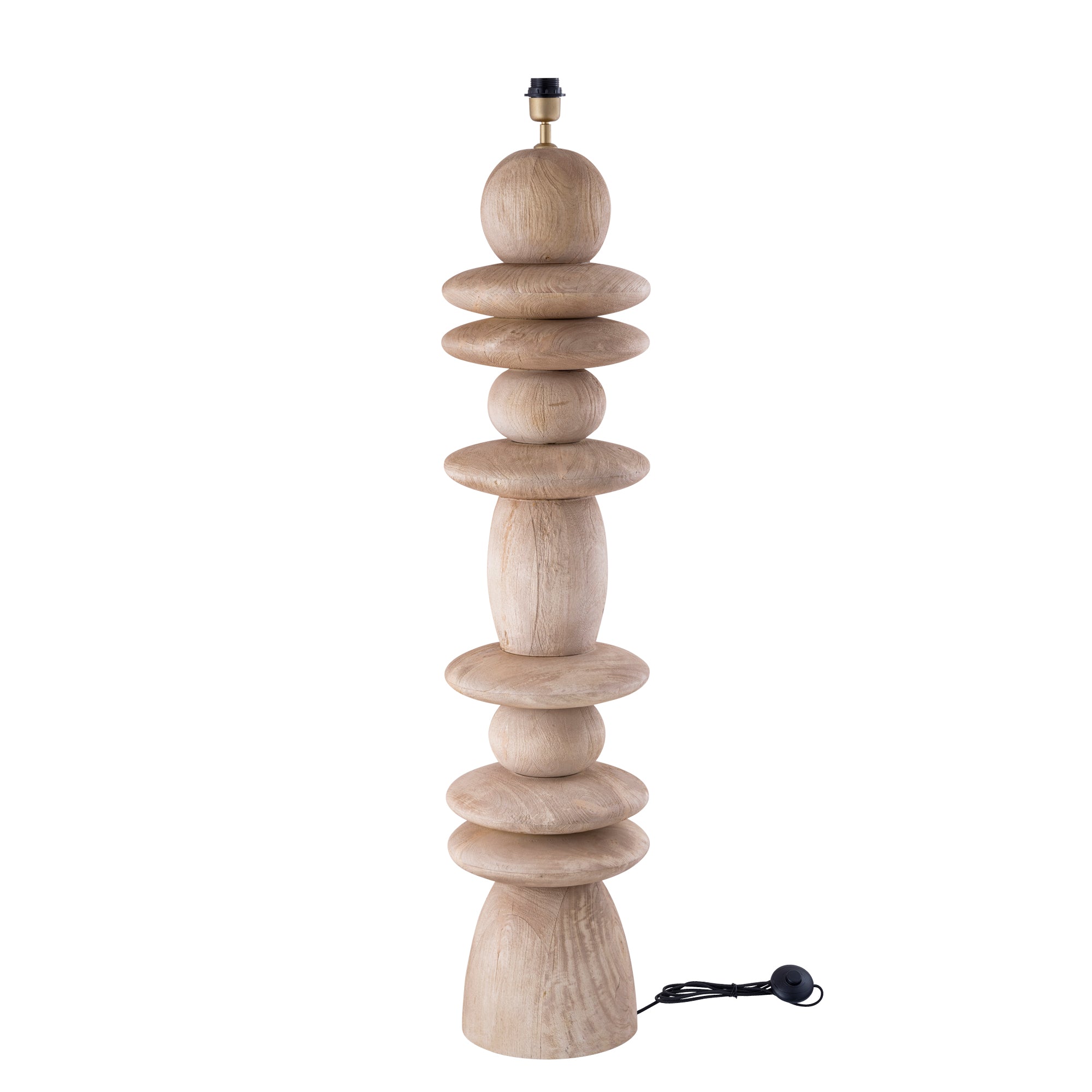 Callain Natuurlijke Mango Houten Vloerlampvoet Rond - depauwwonen