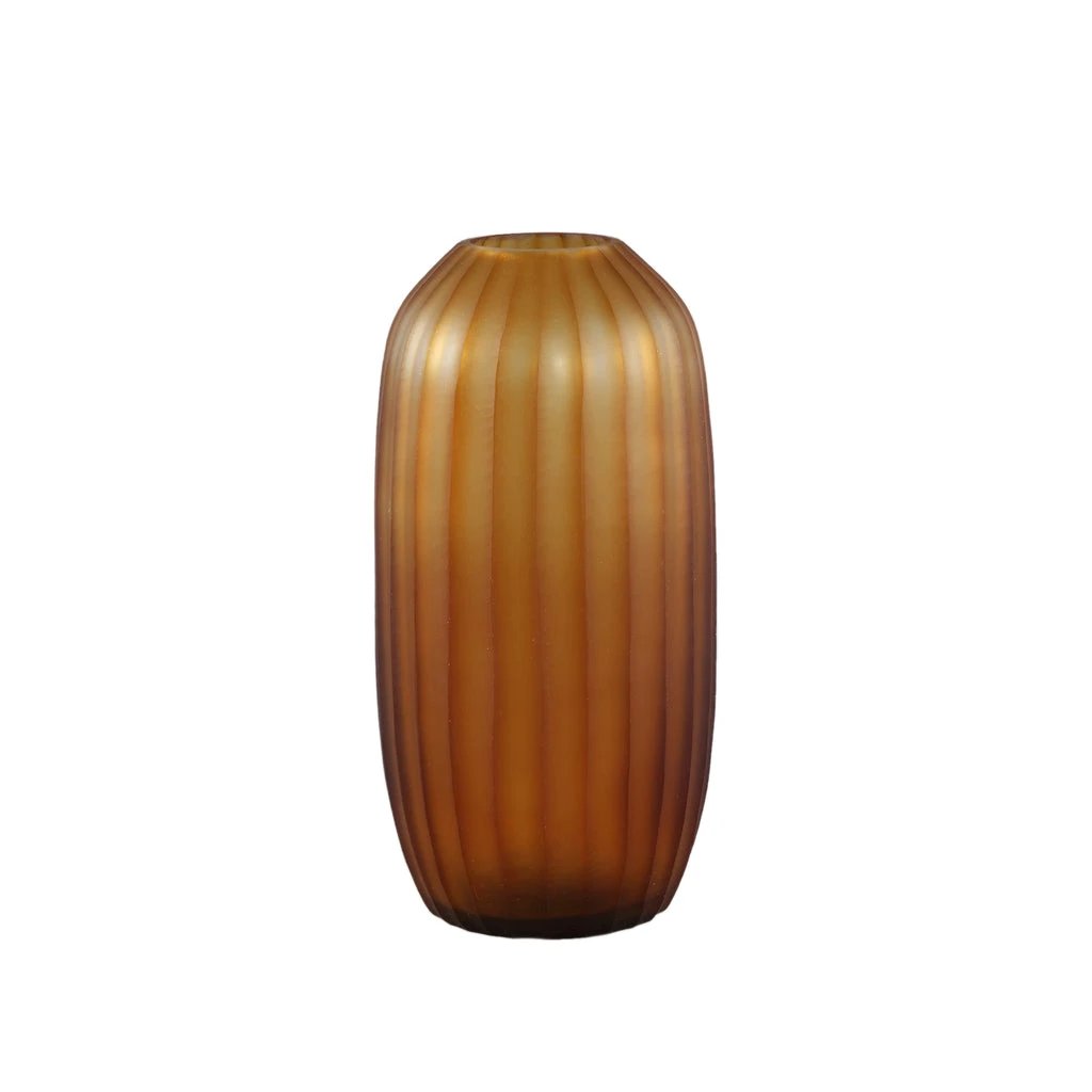 Lavanya Brown ronde vaas hoge vorm gesneden by PTMD