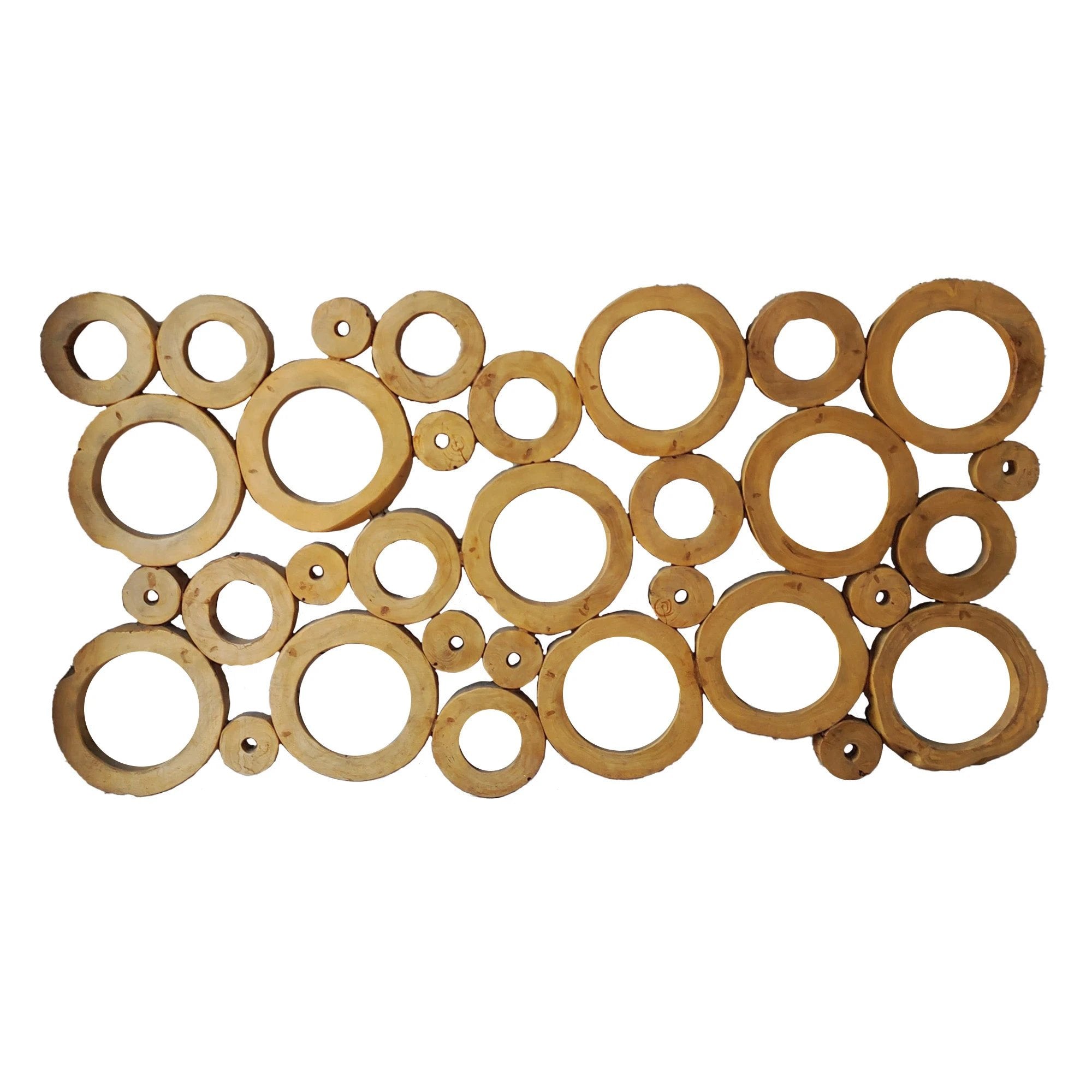 Erive Natuurlijk Teakhout Rechthoekig Wandpaneel Cirkel by PTMD