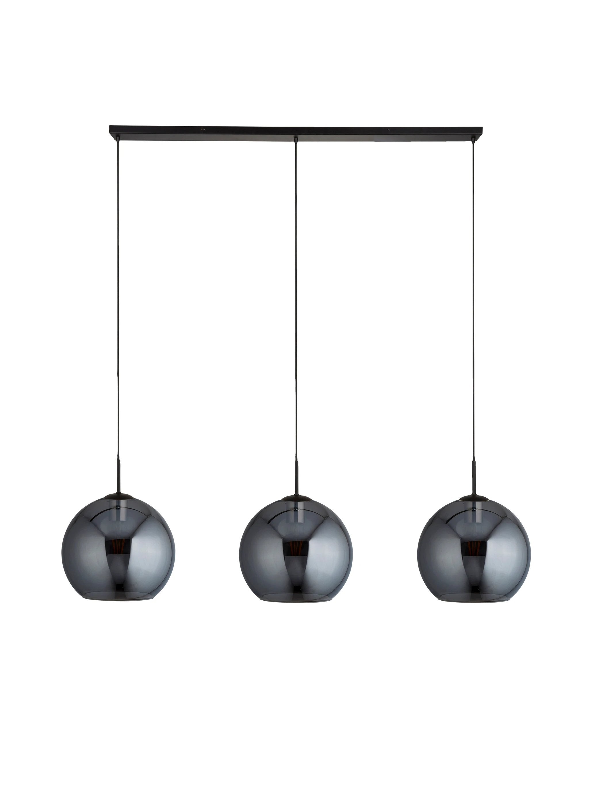 Hanglamp Amsterdam 3Lt - Black Metal & Smoked Glass by Searchlight
