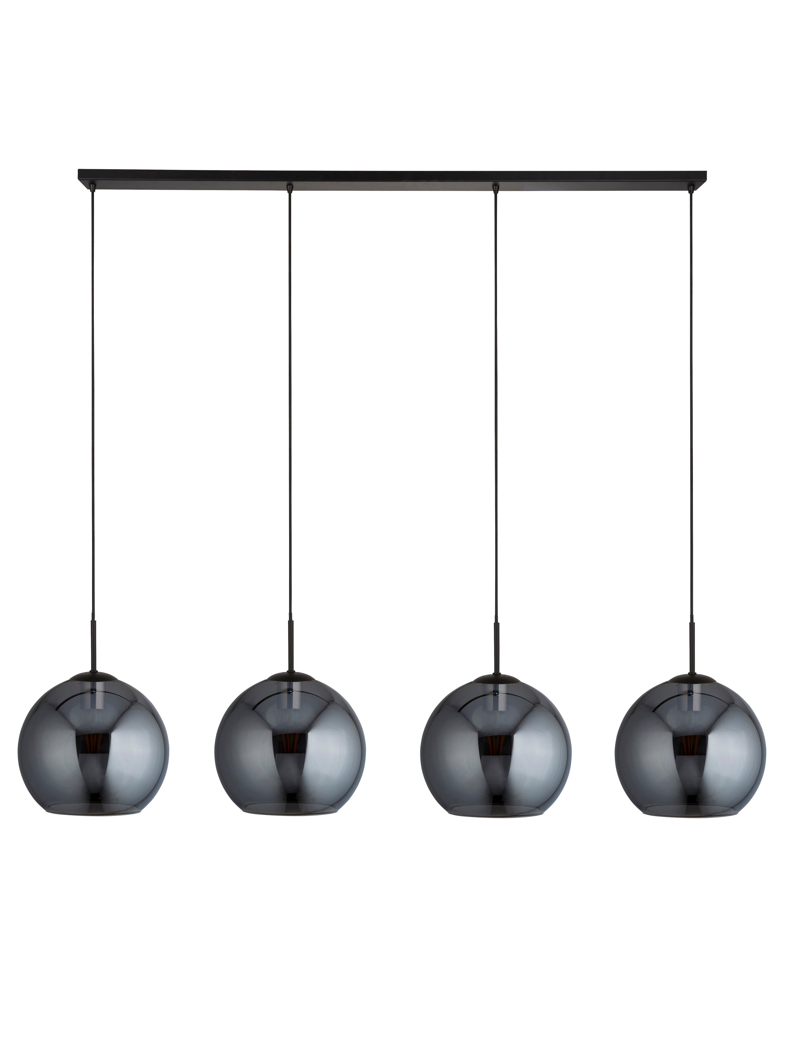 Amsterdam 4Lt Bar Pendant - Black Metal & Smoked Glass
