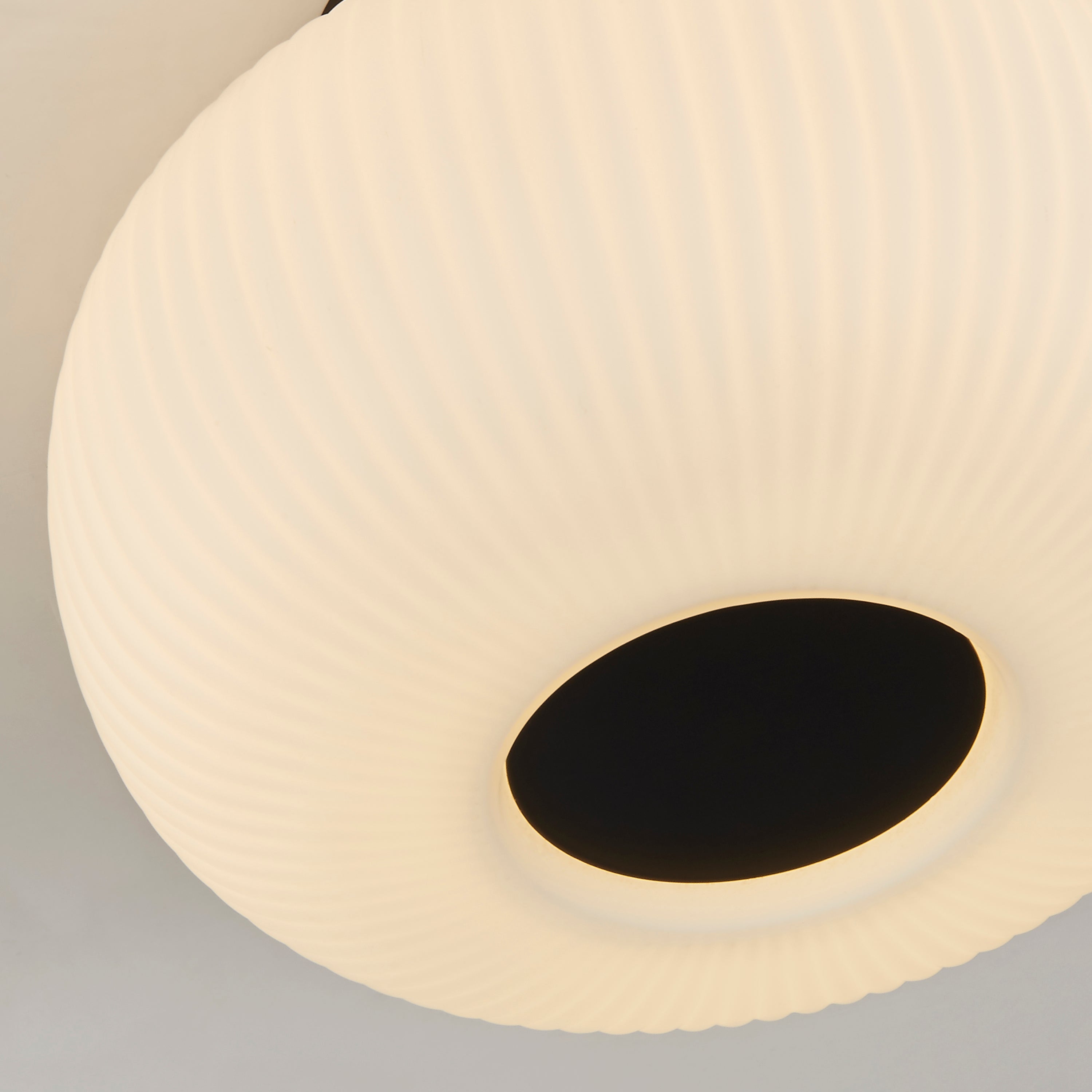 Lumina Flush - Black Metal & Opal Ribbed Glass