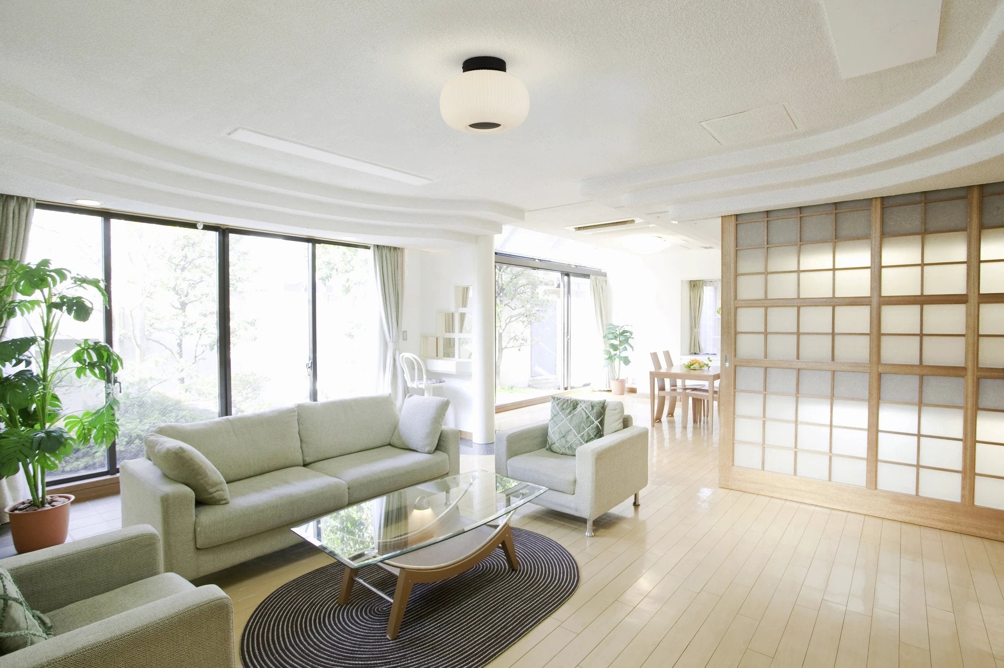 Plafondlamp Lumina - Black Metal & Opal Ribbed Glass by Searchlight