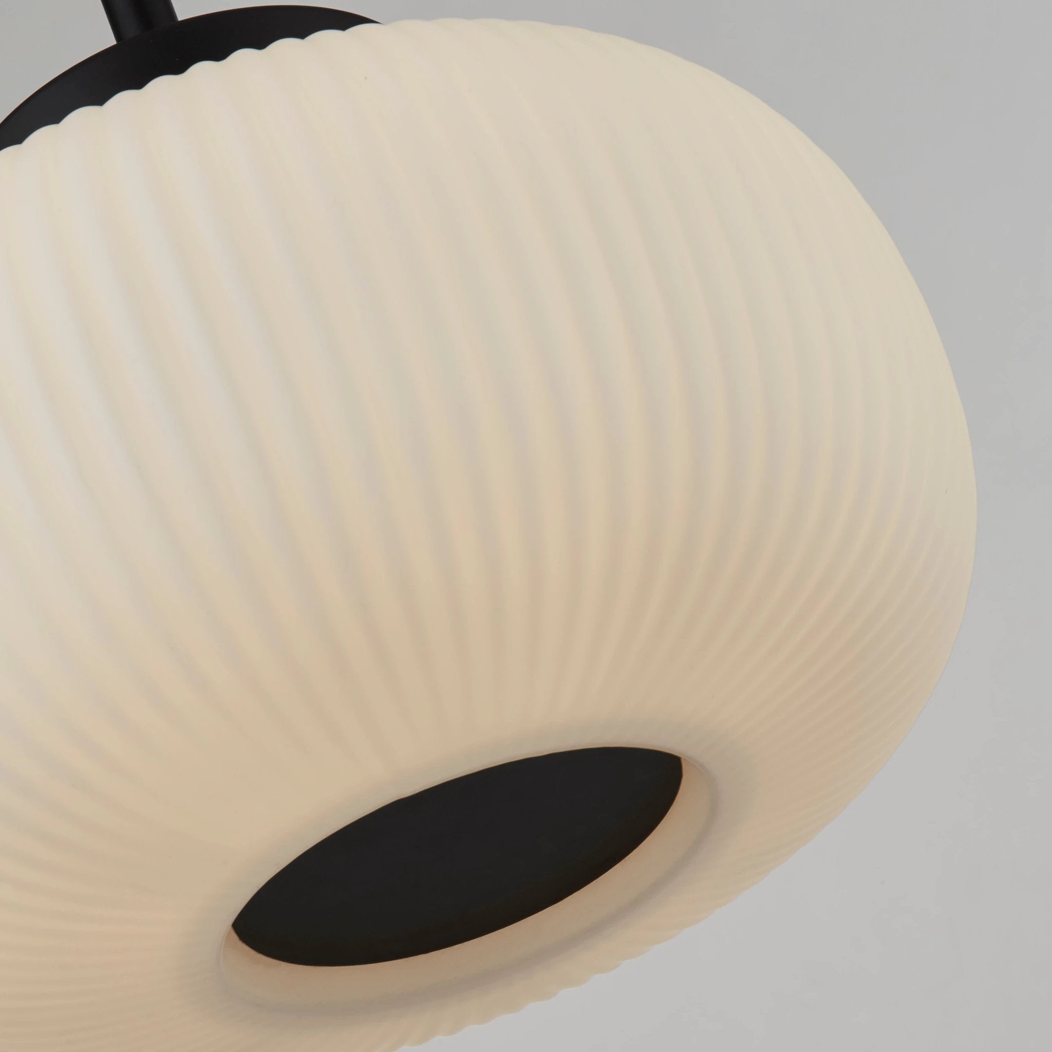 Hanglamp Lumina - Black Metal & Opal Ribbed Glass by Searchlight