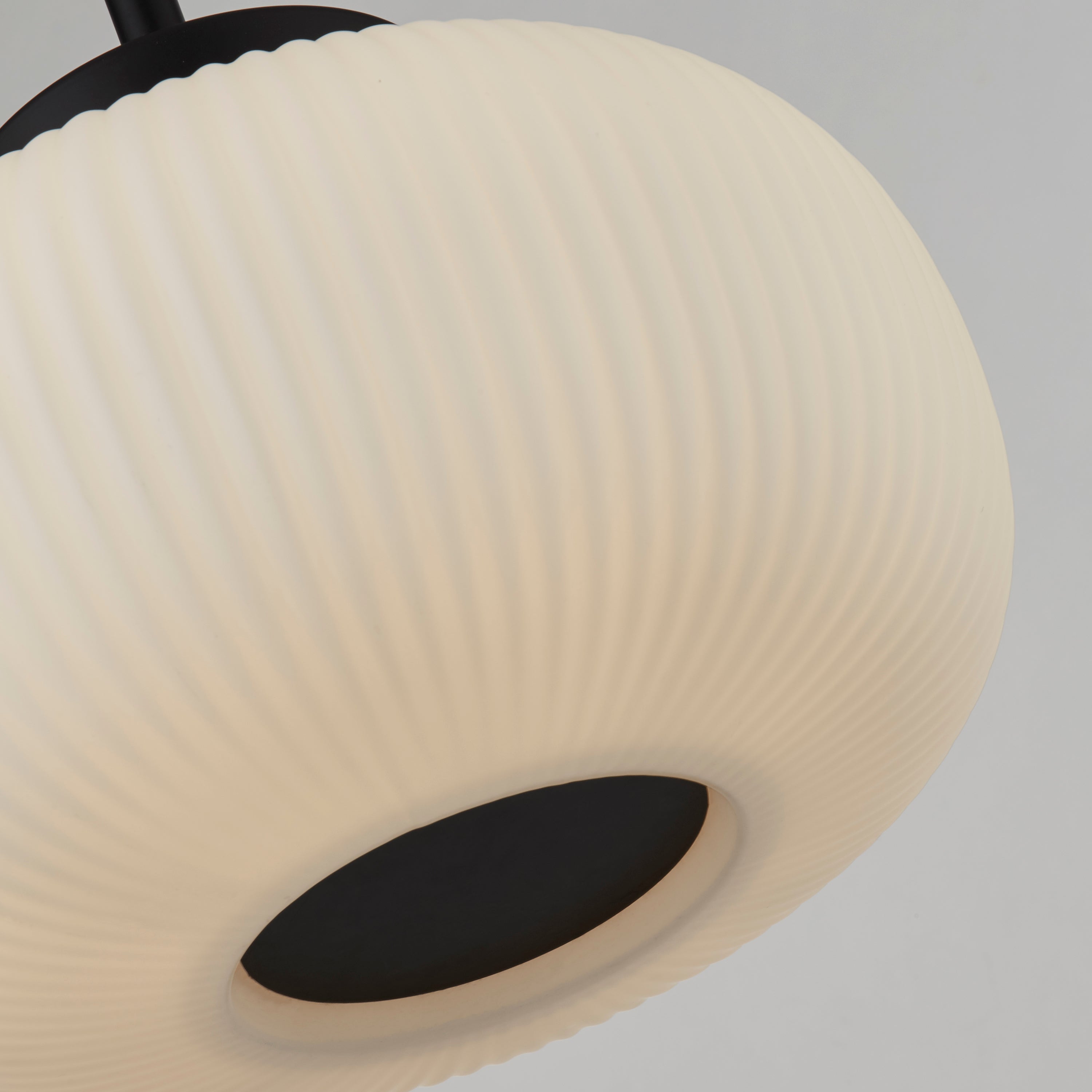 Lumina Pendant - Black Metal & Opal Ribbed Glass