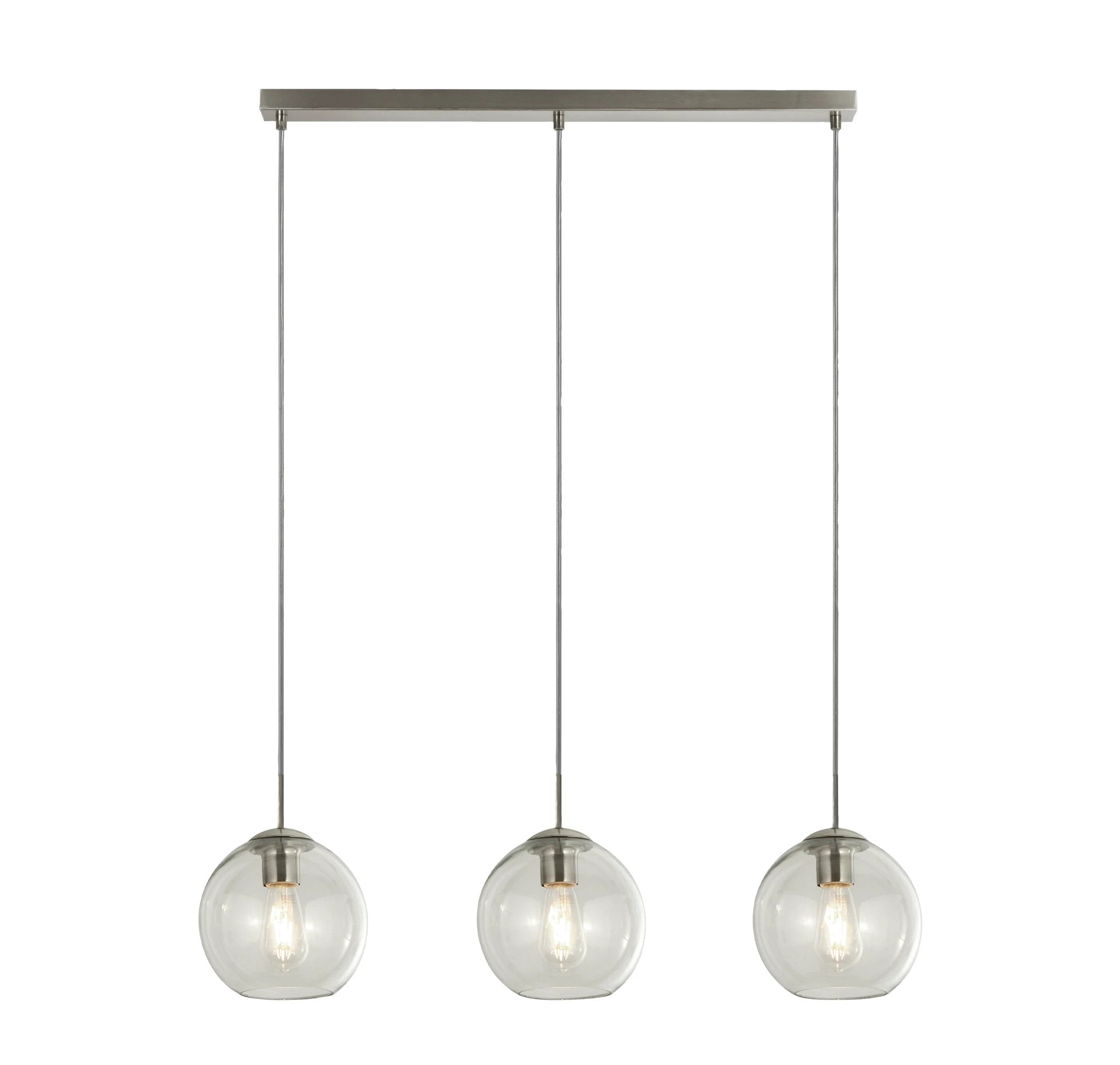 Hanglamp Balls 3Lt Ø15cm - Chrome Metal & Clear Glass by Searchlight