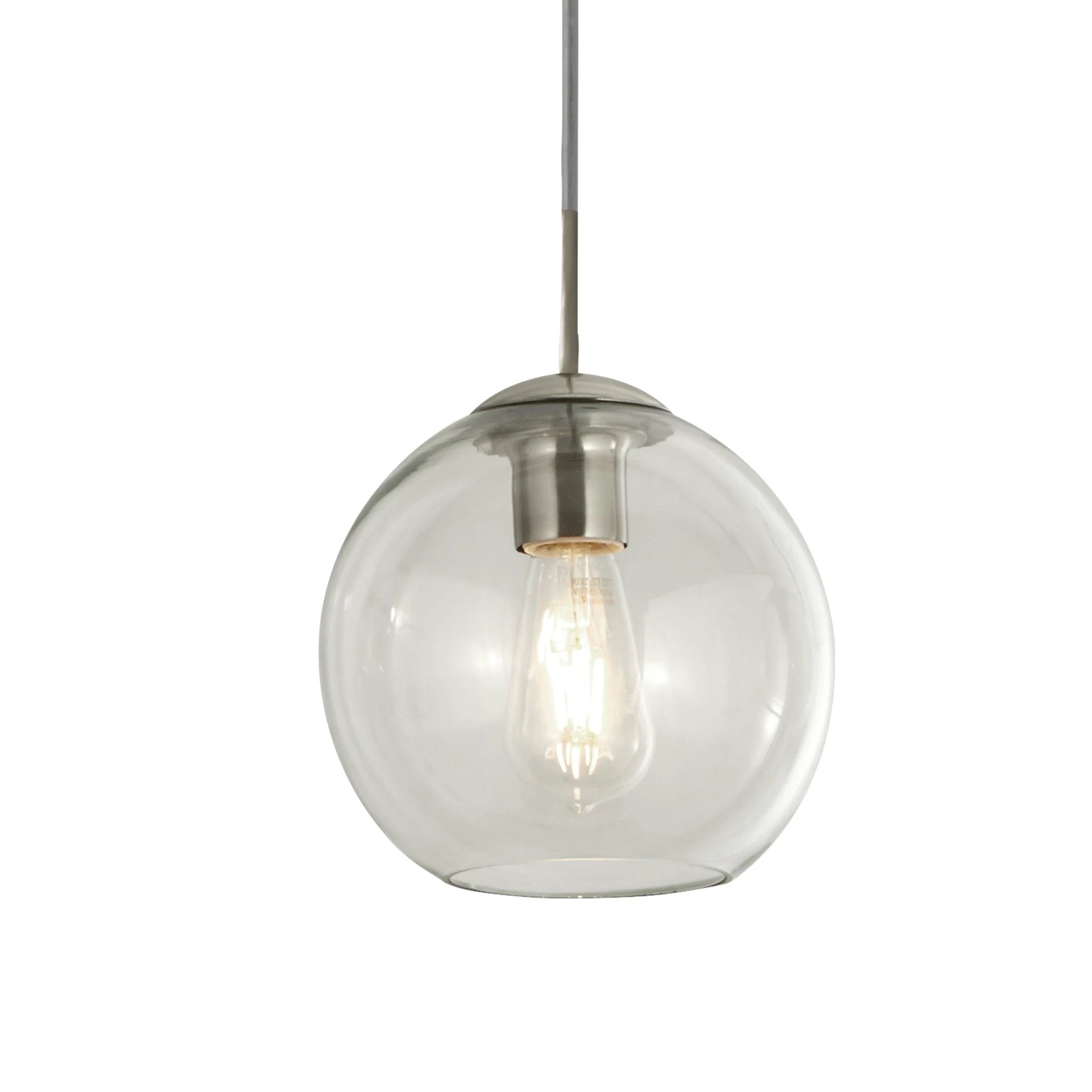 Hanglamp Balls 3Lt Ø15cm - Chrome Metal & Clear Glass by Searchlight