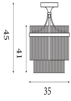 Plafondlamp Lara 3Lt Semi - Gold Metal, Clear Glass Rods