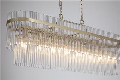 Hanglamp Lara 8Lt Oval - Gold Metal & Clear Glass Rods