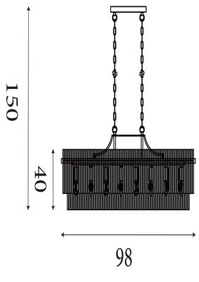 Hanglamp Lara 8Lt Oval - Gold Metal & Clear Glass Rods