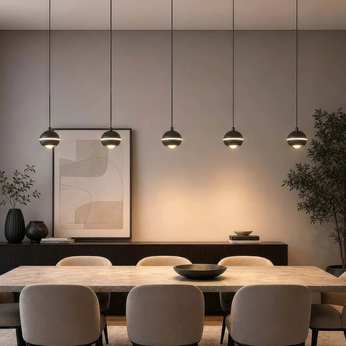 Hanglamp Meteor 5-lichts - Black Nickel by Searchlight