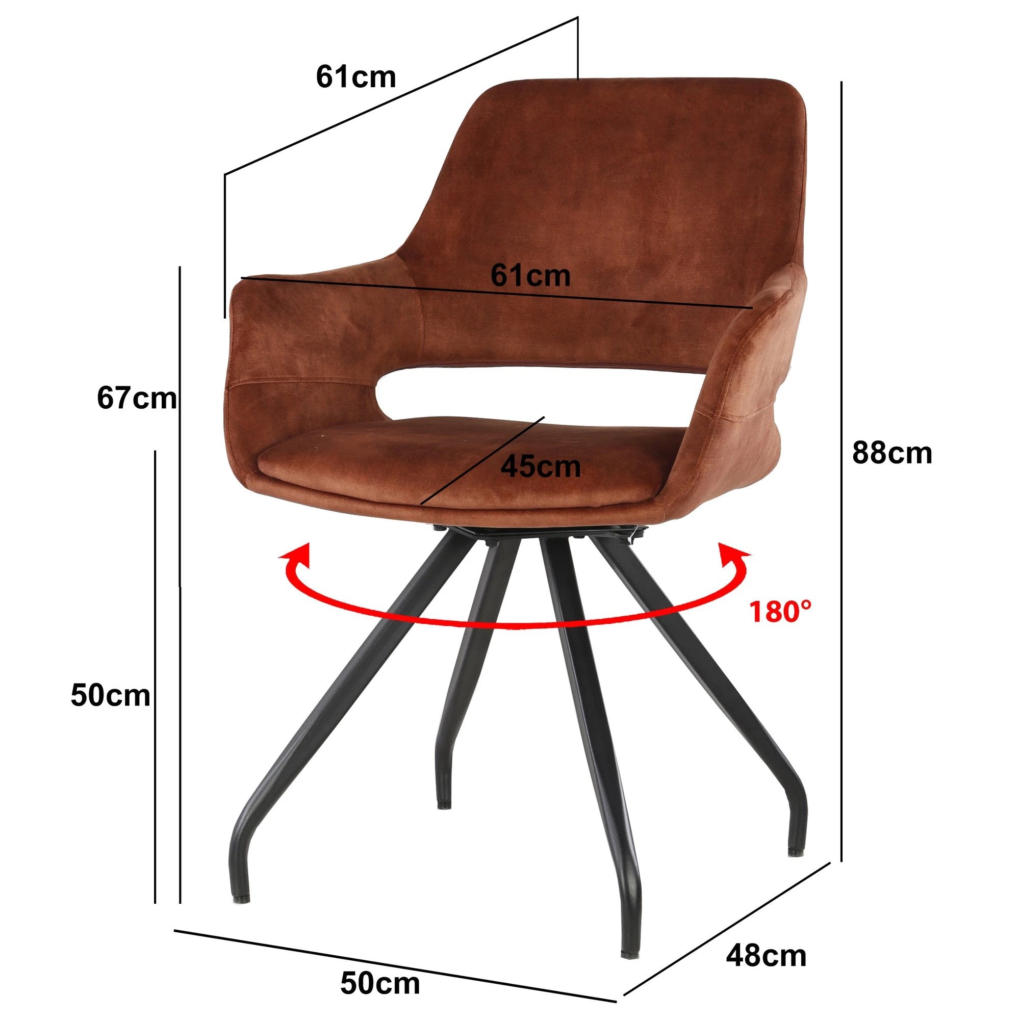 Capp Roestkleurig Fluweel (set van 2) by Livingfurn