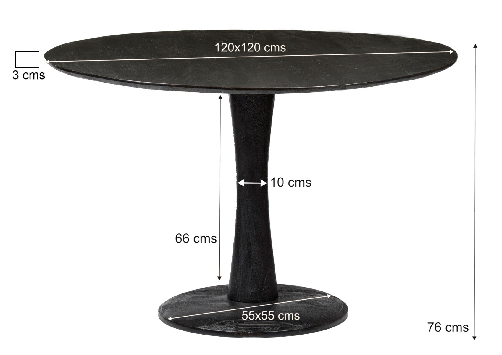 Eettafel Brix Vivian Zwart 120cm