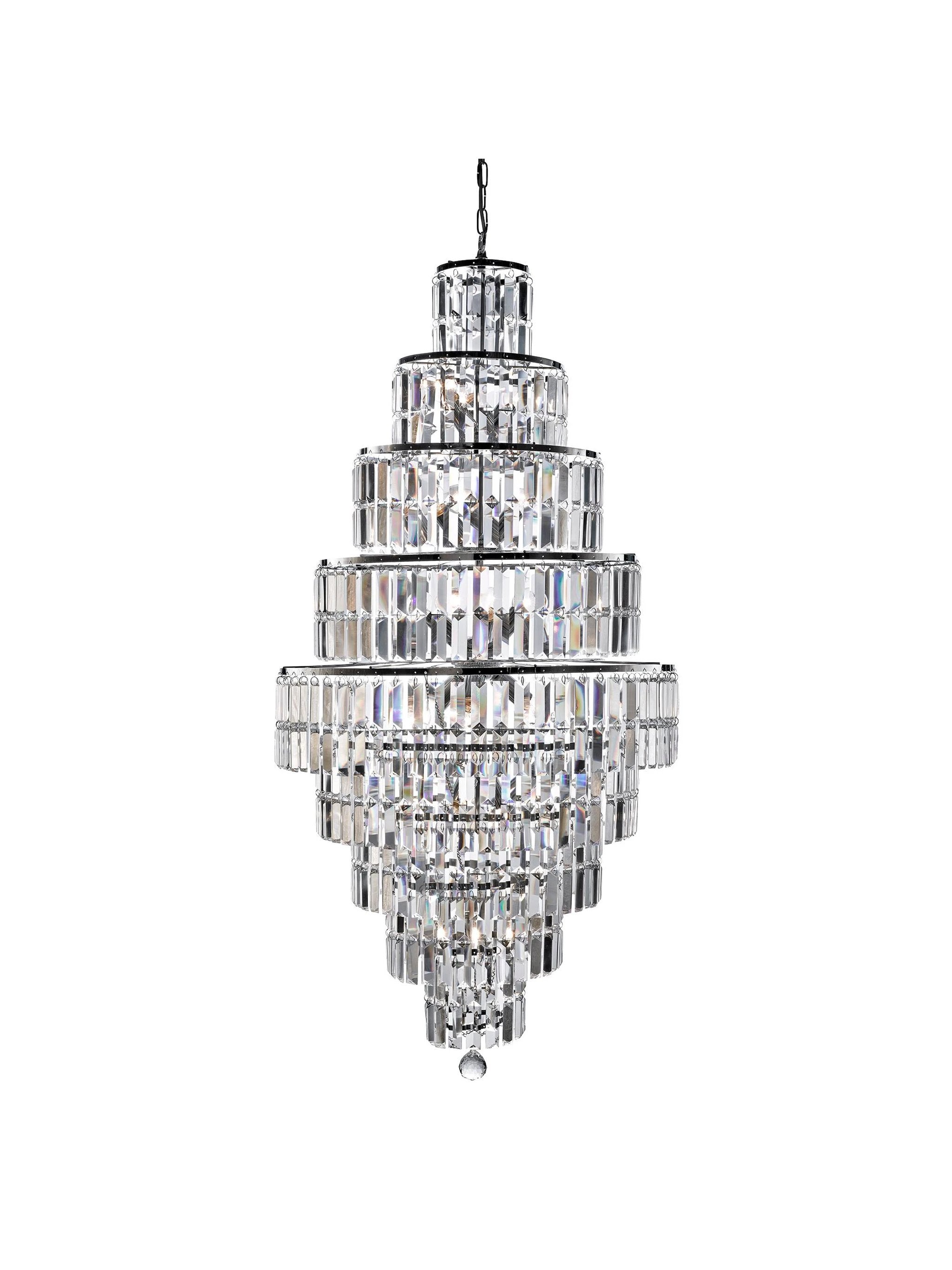 Kroonluchter Empire 13Lt - Chrome Metal & Clear Crystal by Searchlight