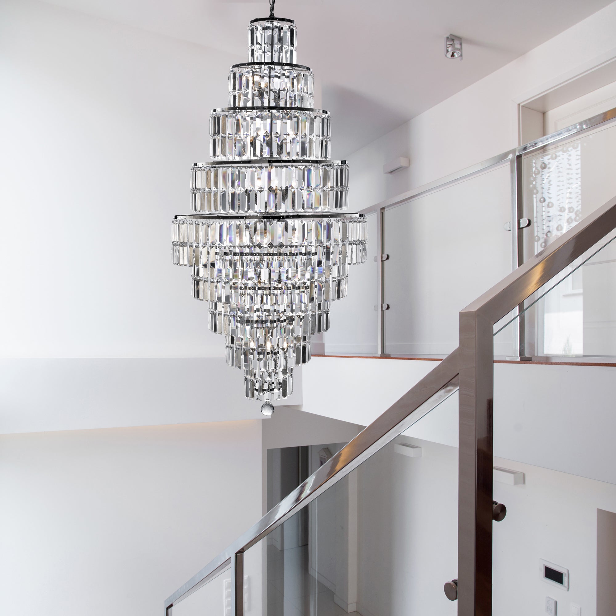 Empire 13Lt Chandelier - Chrome Metal & Clear Crystal
