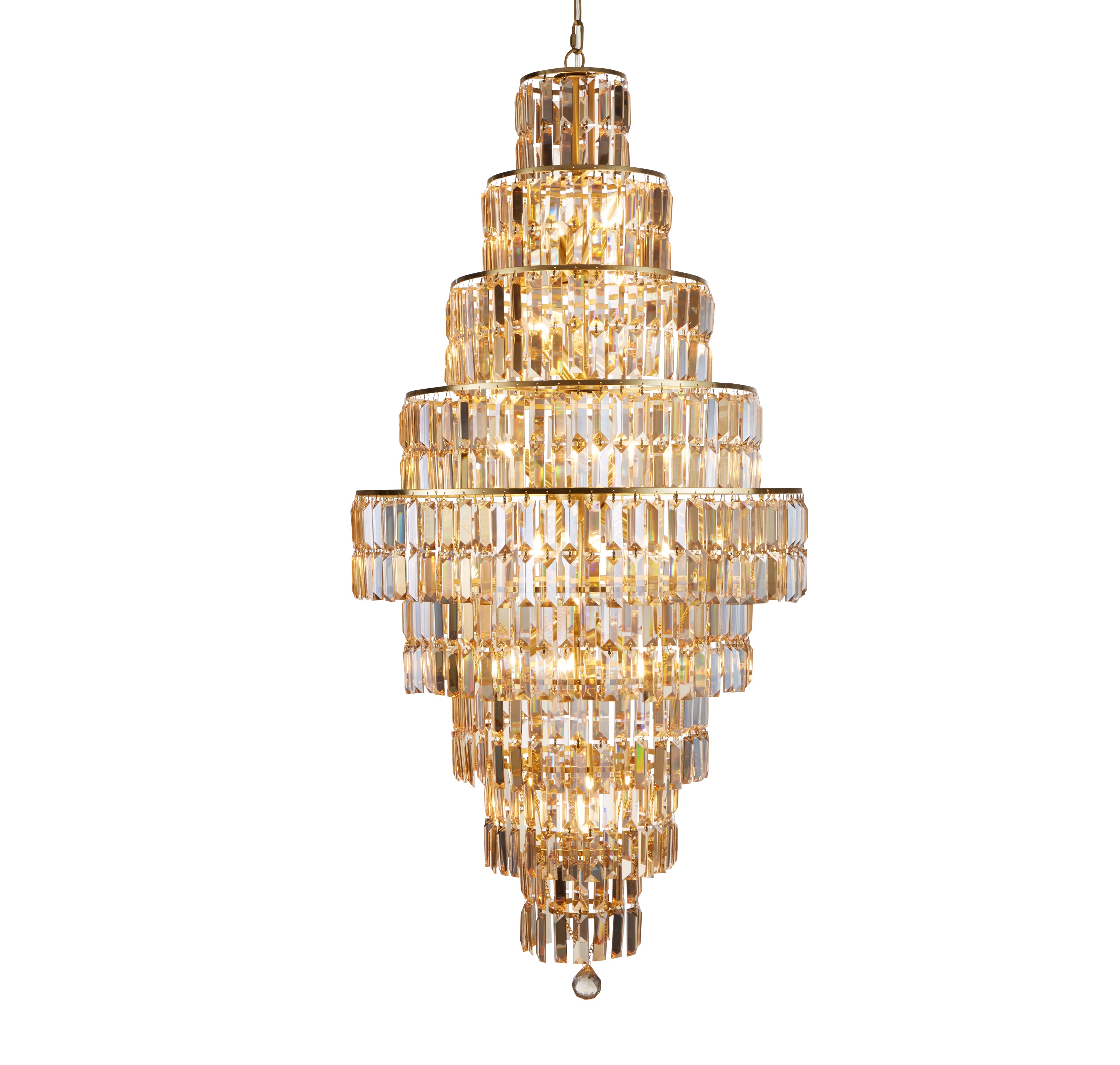 Empire 13Lt Chandelier - Satin Brass Metal & Champagne Glass