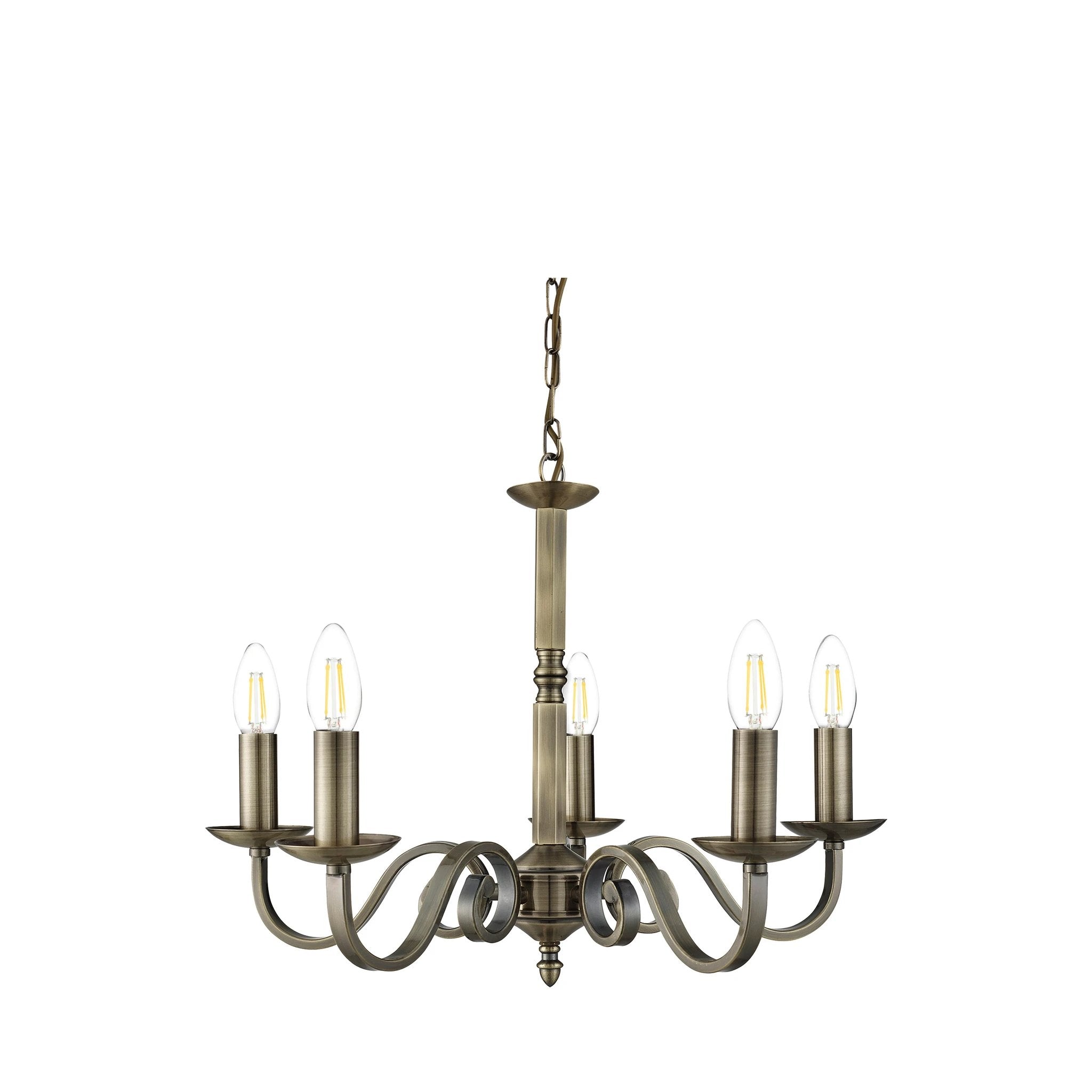 Kroonluchter Richmond 5Lt Antique Brass Metal by Searchlight