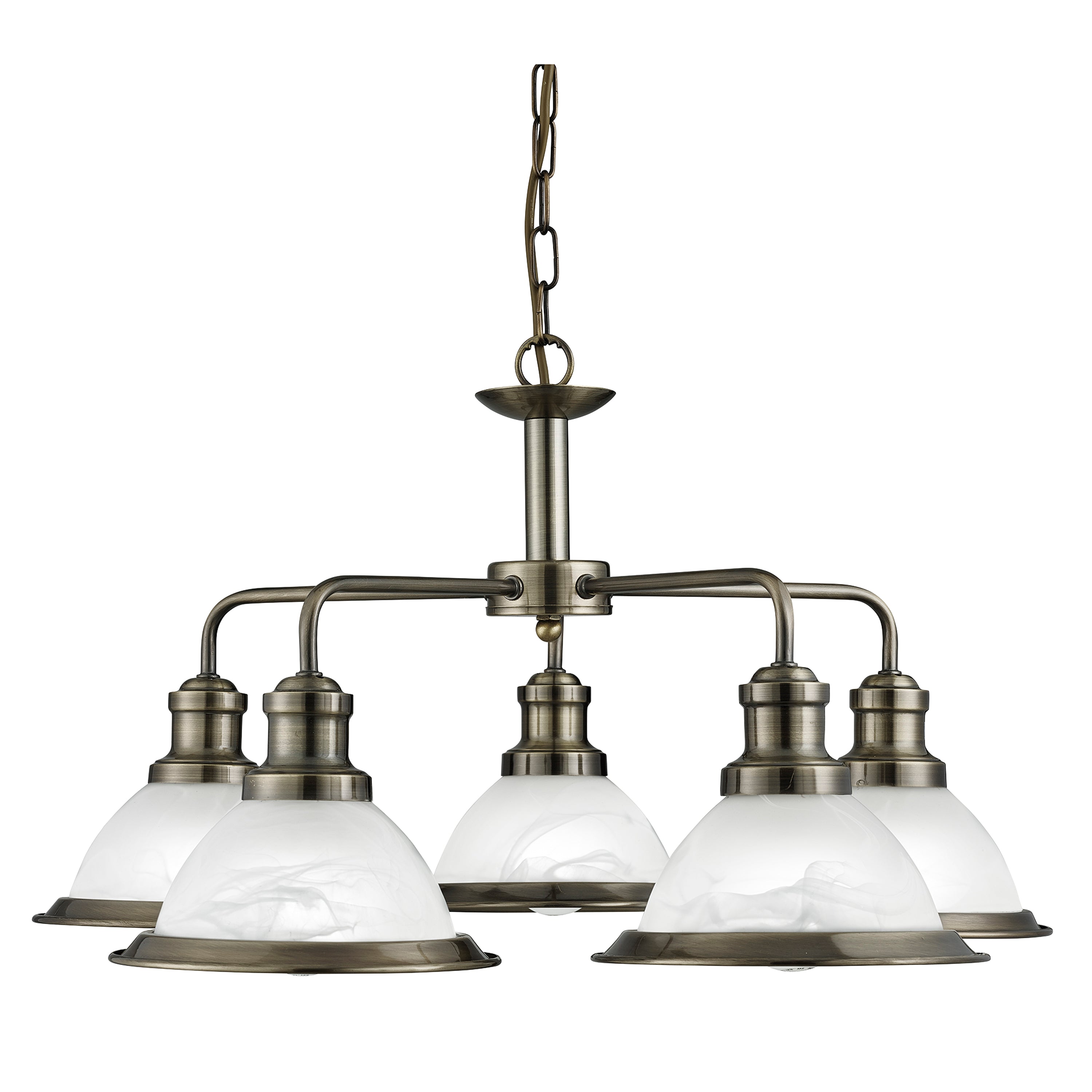 Bistro 5Lt Pendant - Antique Brass Metal & Acid Glass