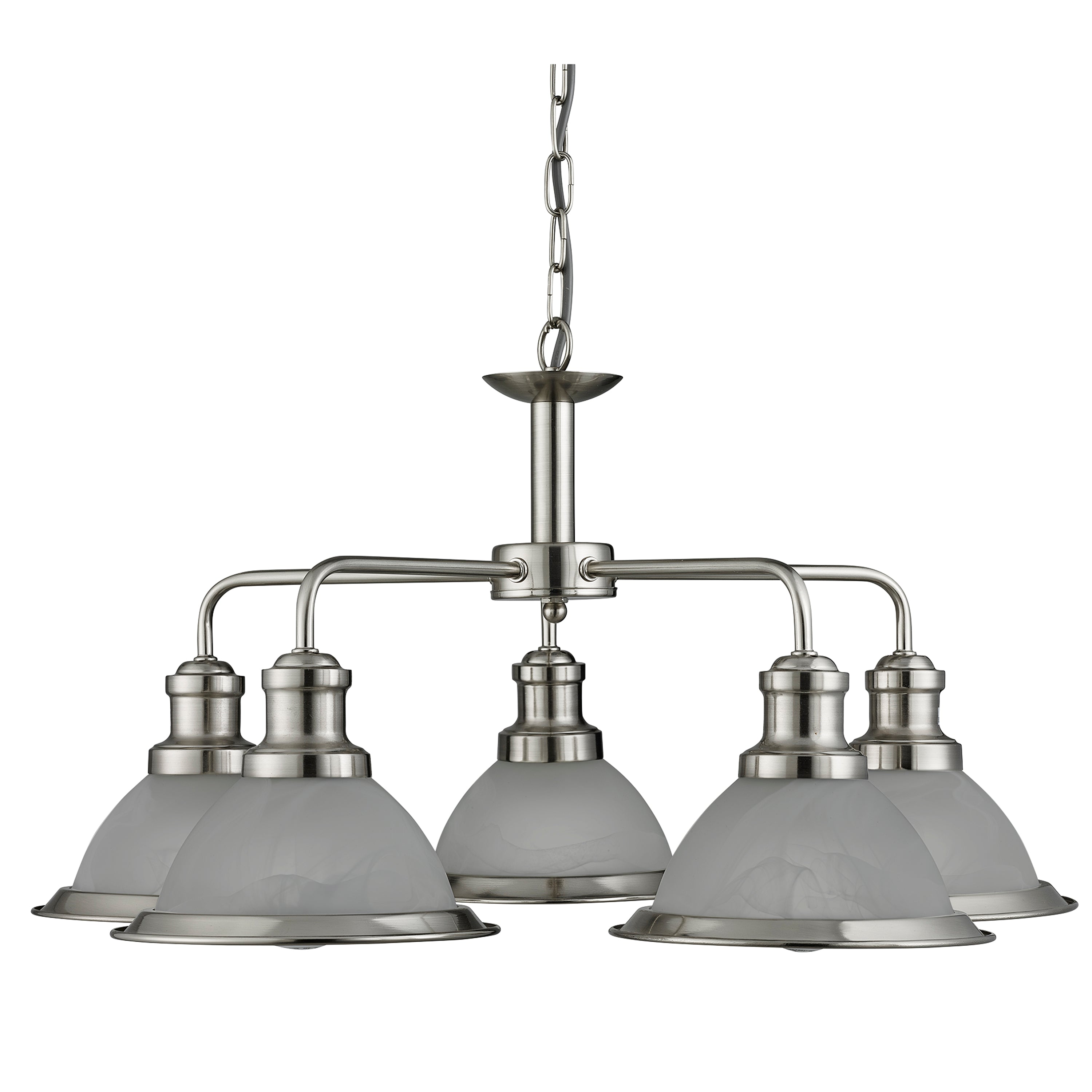 Bistro 5Lt Pendant - Satin Silver & Glass