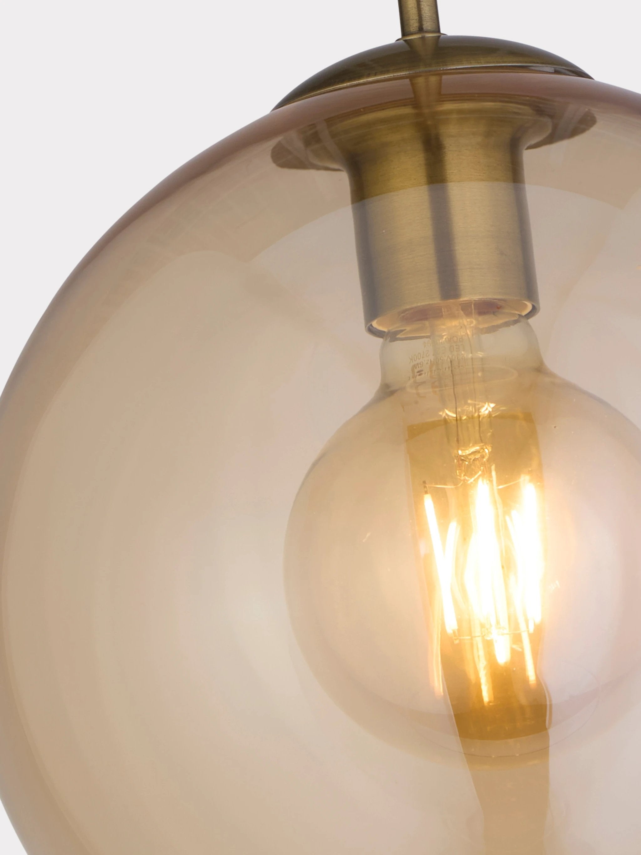 Hanglamp Balls - Antique Brass Metal & Amber Glass by Searchlight