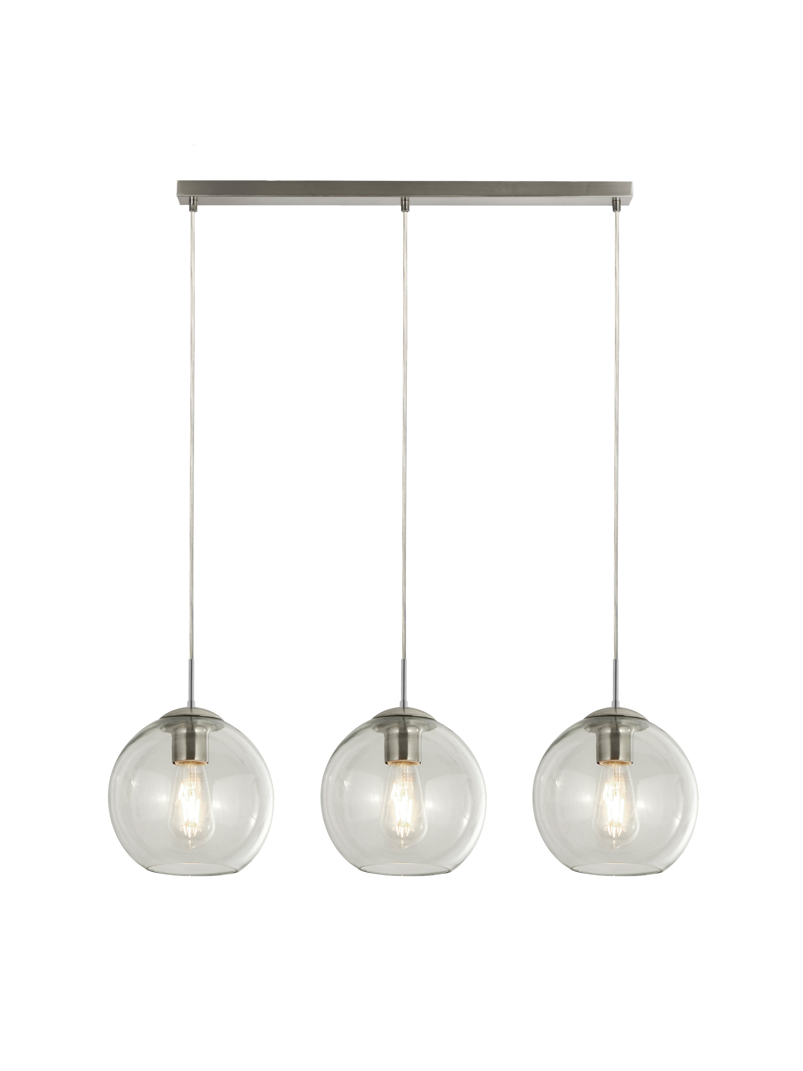 Balls 3Lt Bar Pendant - Chrome & Clear Glass