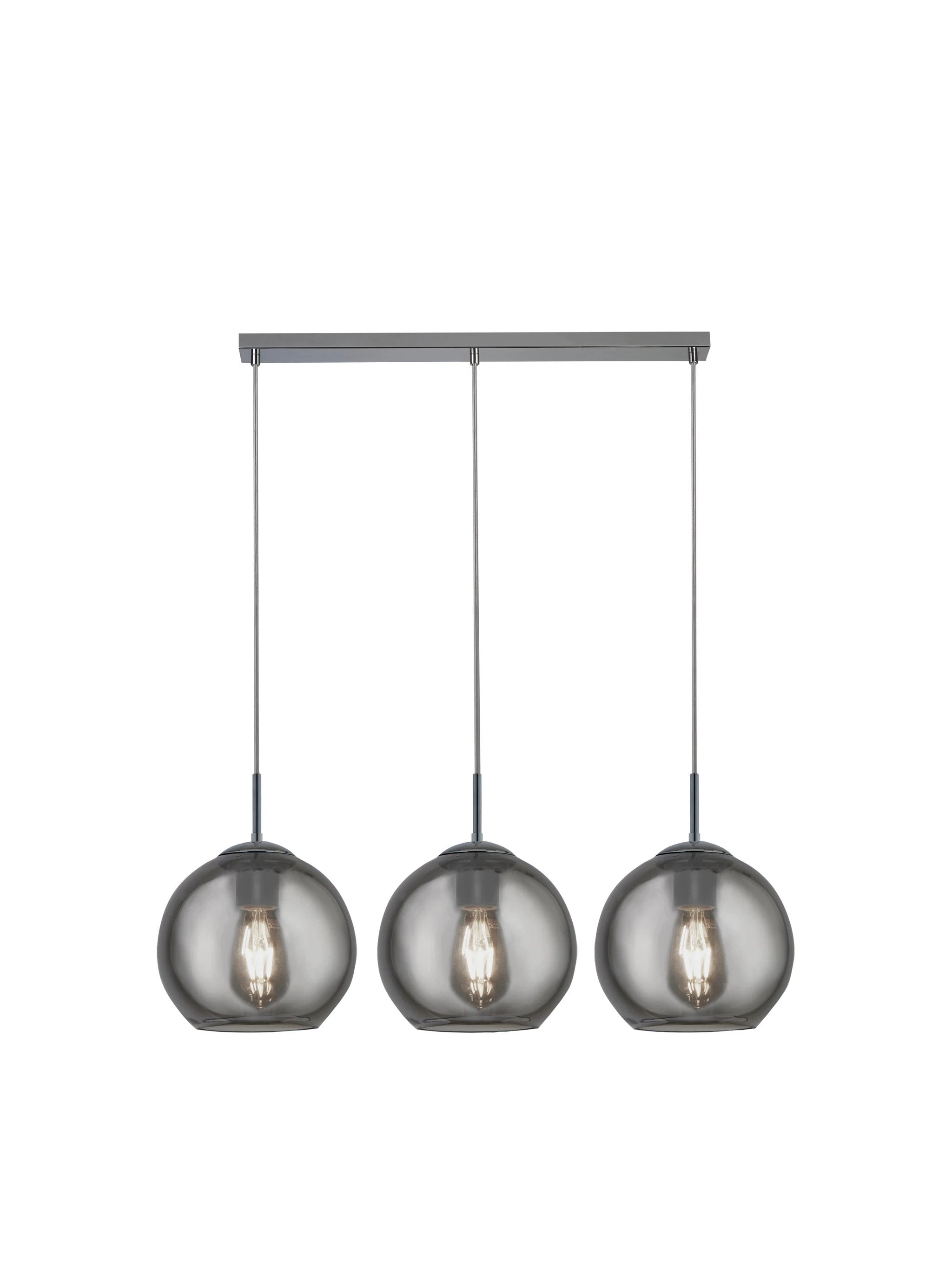 Hanglamp Balls 3Lt - Chrome Metal & Smoked Glass by Searchlight
