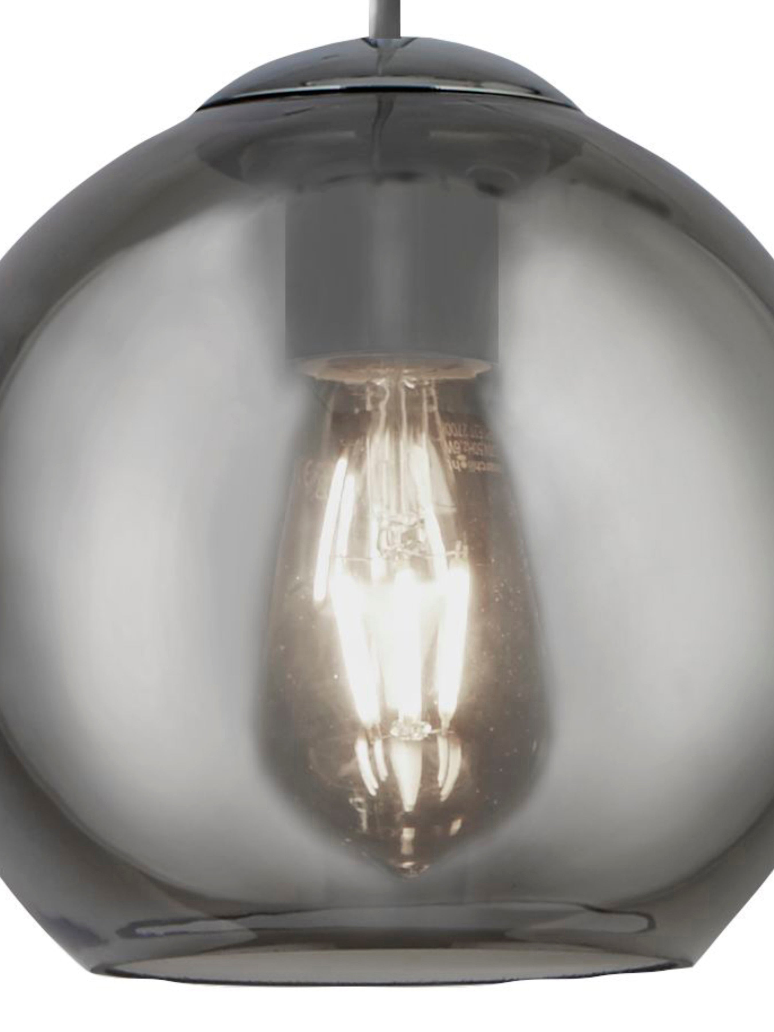 Balls 3Lt Bar Pendant - Chrome Metal & Smoked Glass