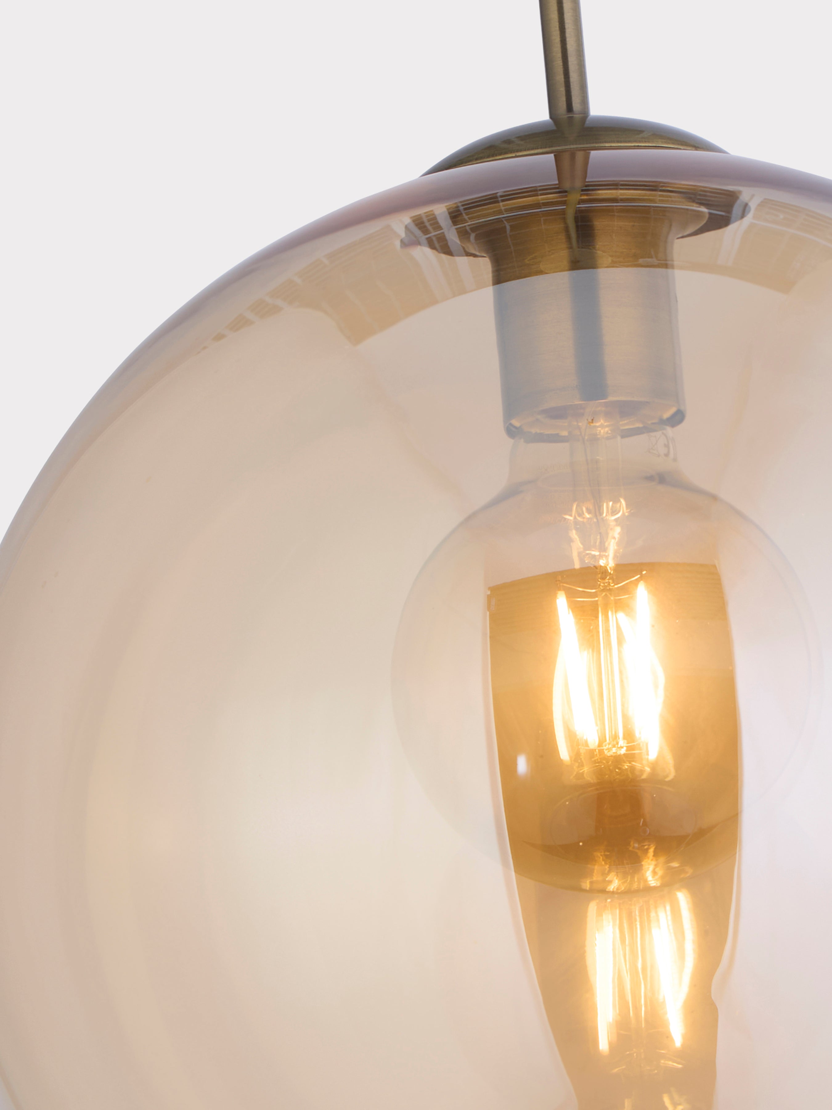 Balls Pendant - Antique Brass Metal & Amber Glass