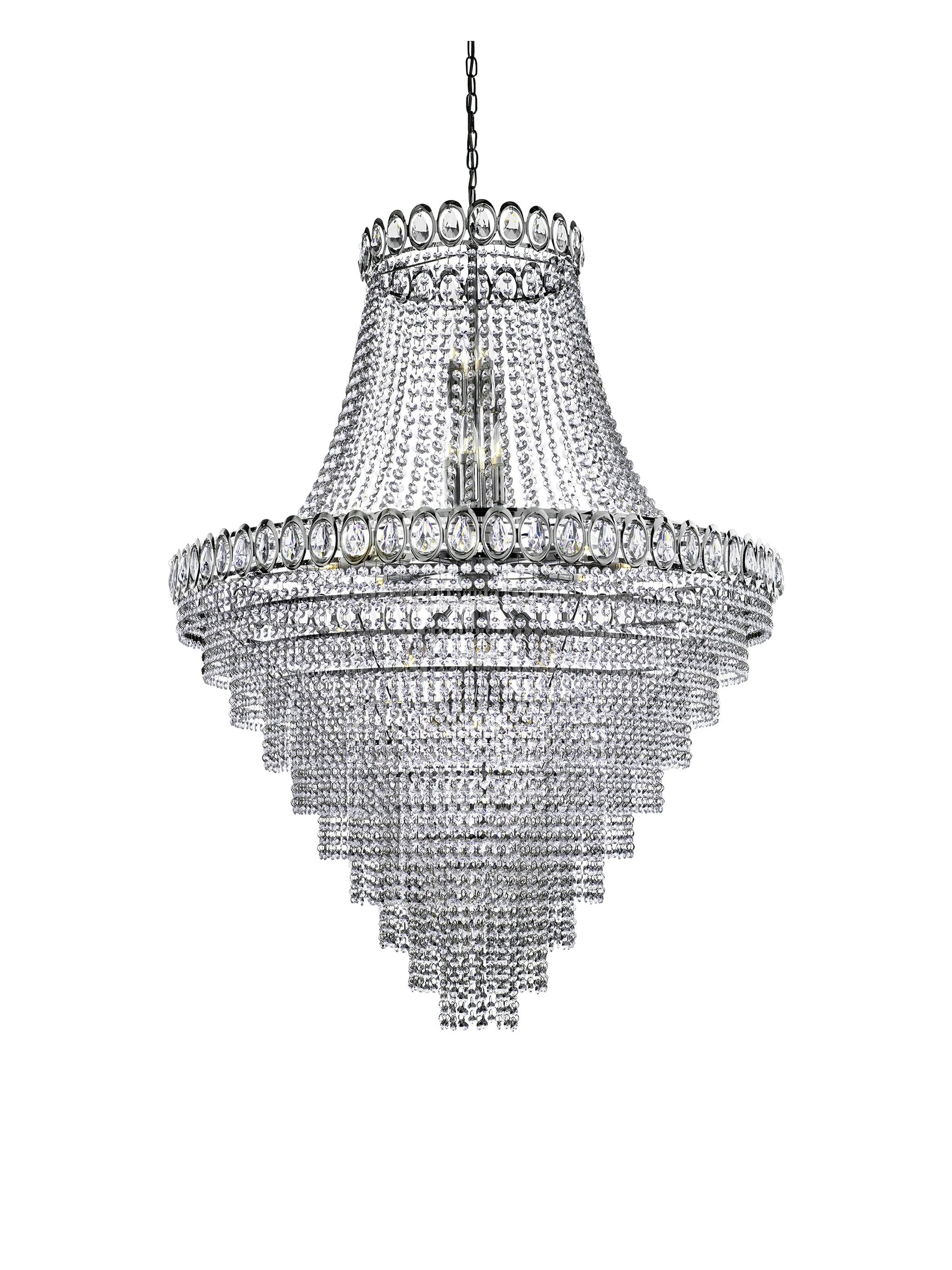 Kroonluchter Louis Phillipe 28Lt Chrome Metal & Crystal by Searchlight