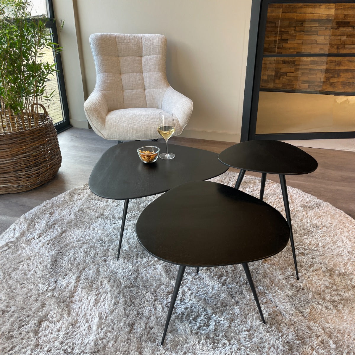 Salontafel Brix Loua Zwart set van 3