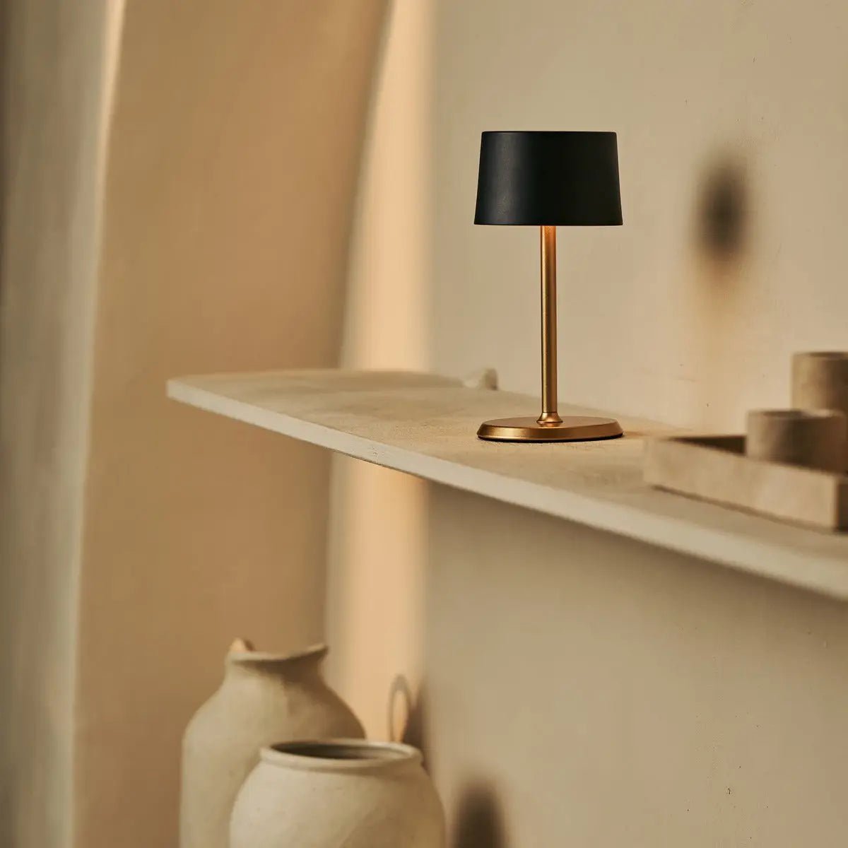 Tafellamp oplaadbaar David Zwart & Goud 2 op 1 met verstelbare hoogte