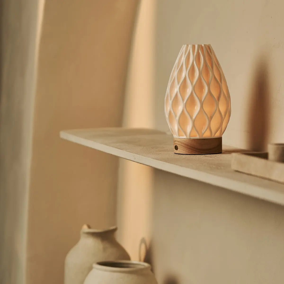 Tafellamp oplaadbaar Vela lichtbruine