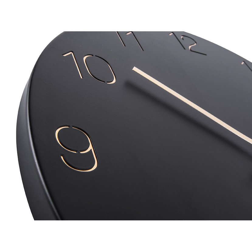 Wandklok charme gegraveerde cijfers Zwart