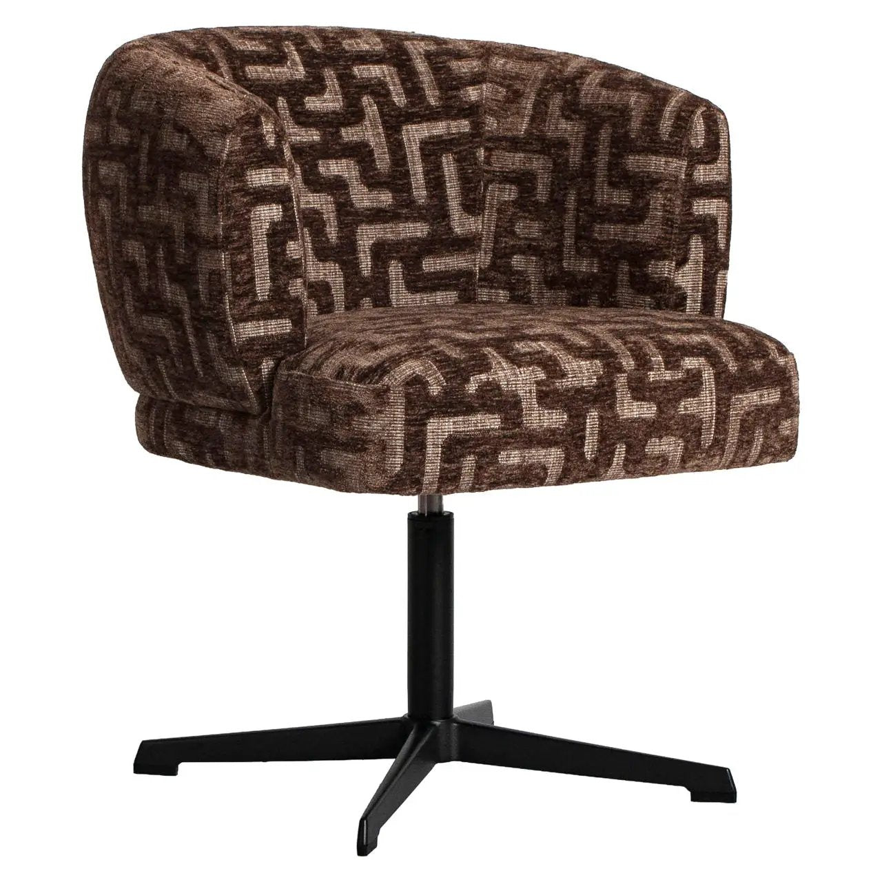 Eetkamerstoel Dinan bruin labyrint vlamvertragend - draaibaar by Richmond Interiors