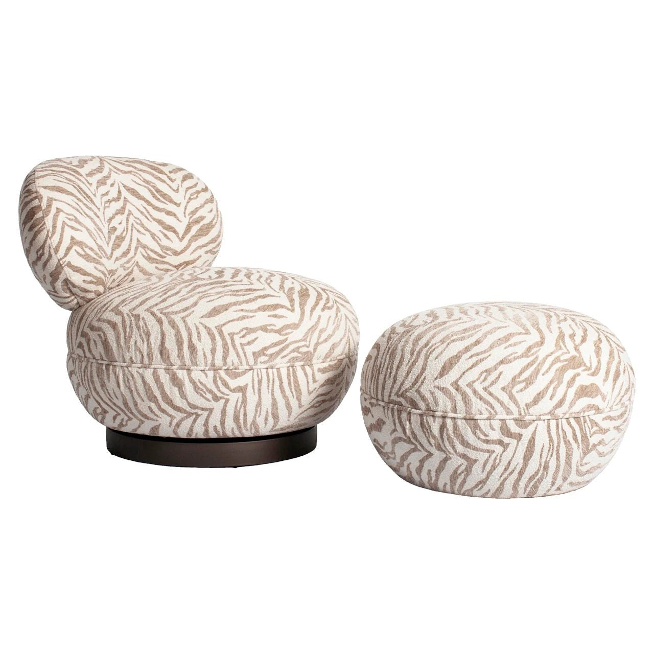Loungestoel Jace beige tijgerprint draaibaar by Richmond Interiors