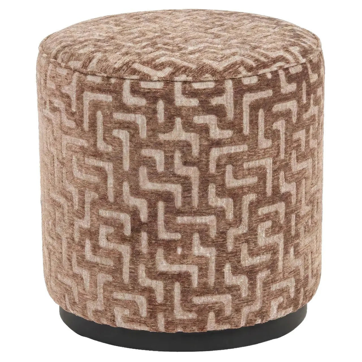 Poef & Voetenbank Lexie bruin labyrint 45Ø by Richmond Interiors