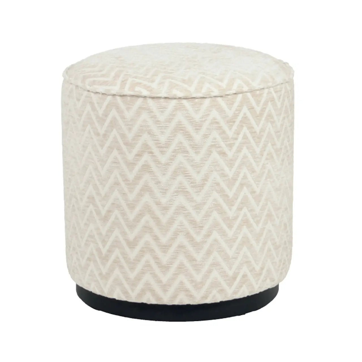 Poef & voetenbank Lexie beige chevron Ø45 by Richmond Interiors
