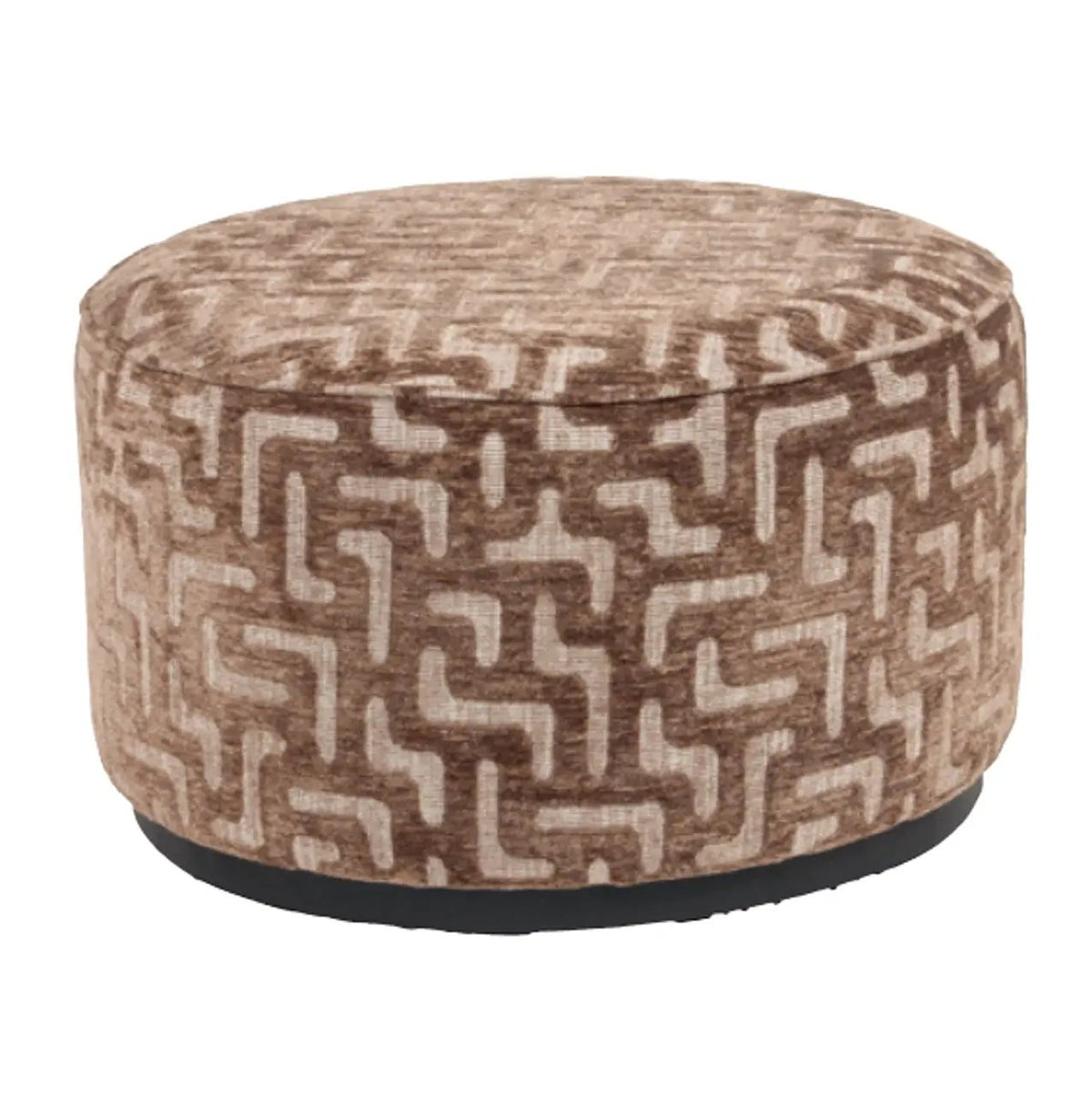 Poef en Voetenbank Lexie bruin labyrint 70Ø by Richmond Interiors