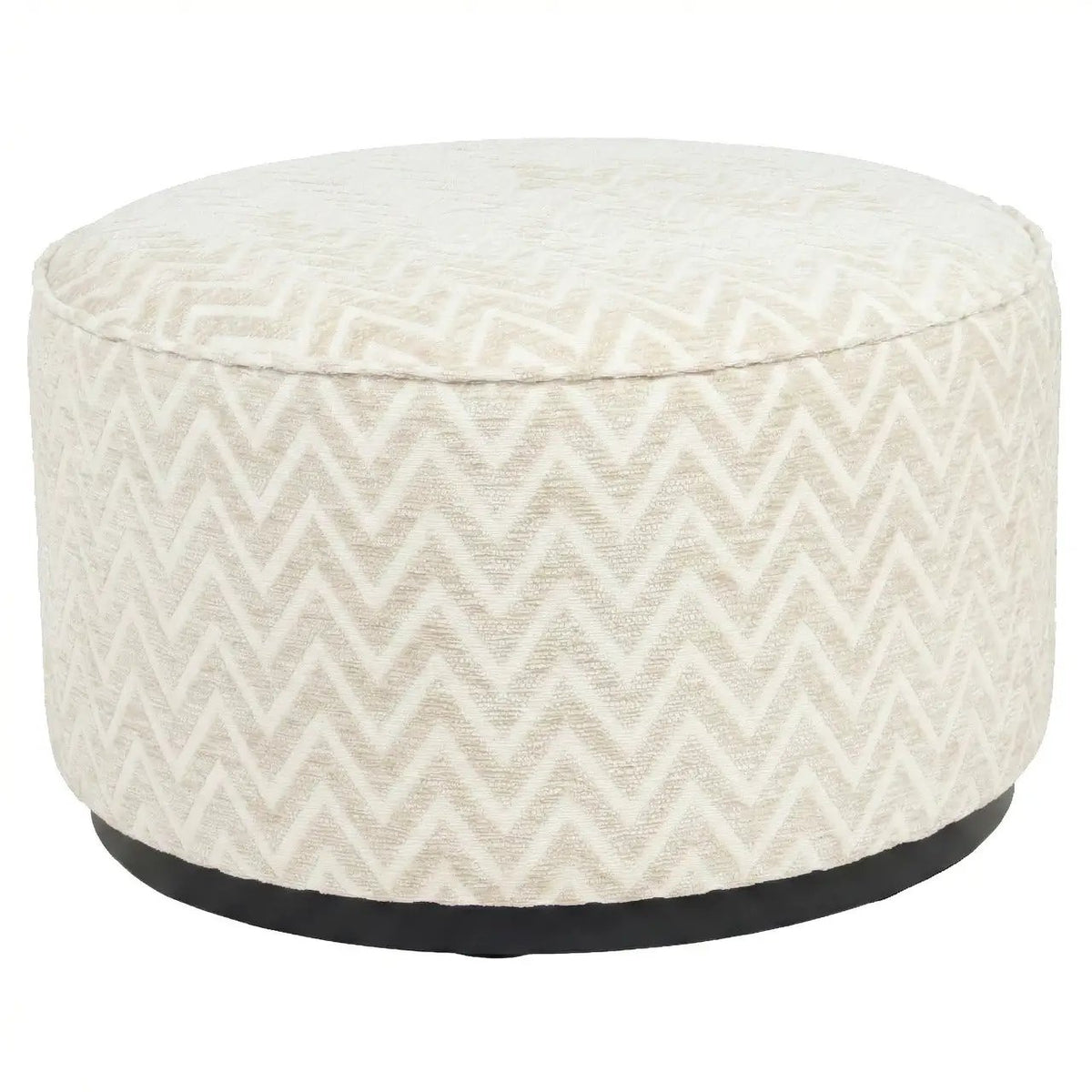 Poef en voetenbank Lexie beige chevron Ø70 cm by Richmond Interiors