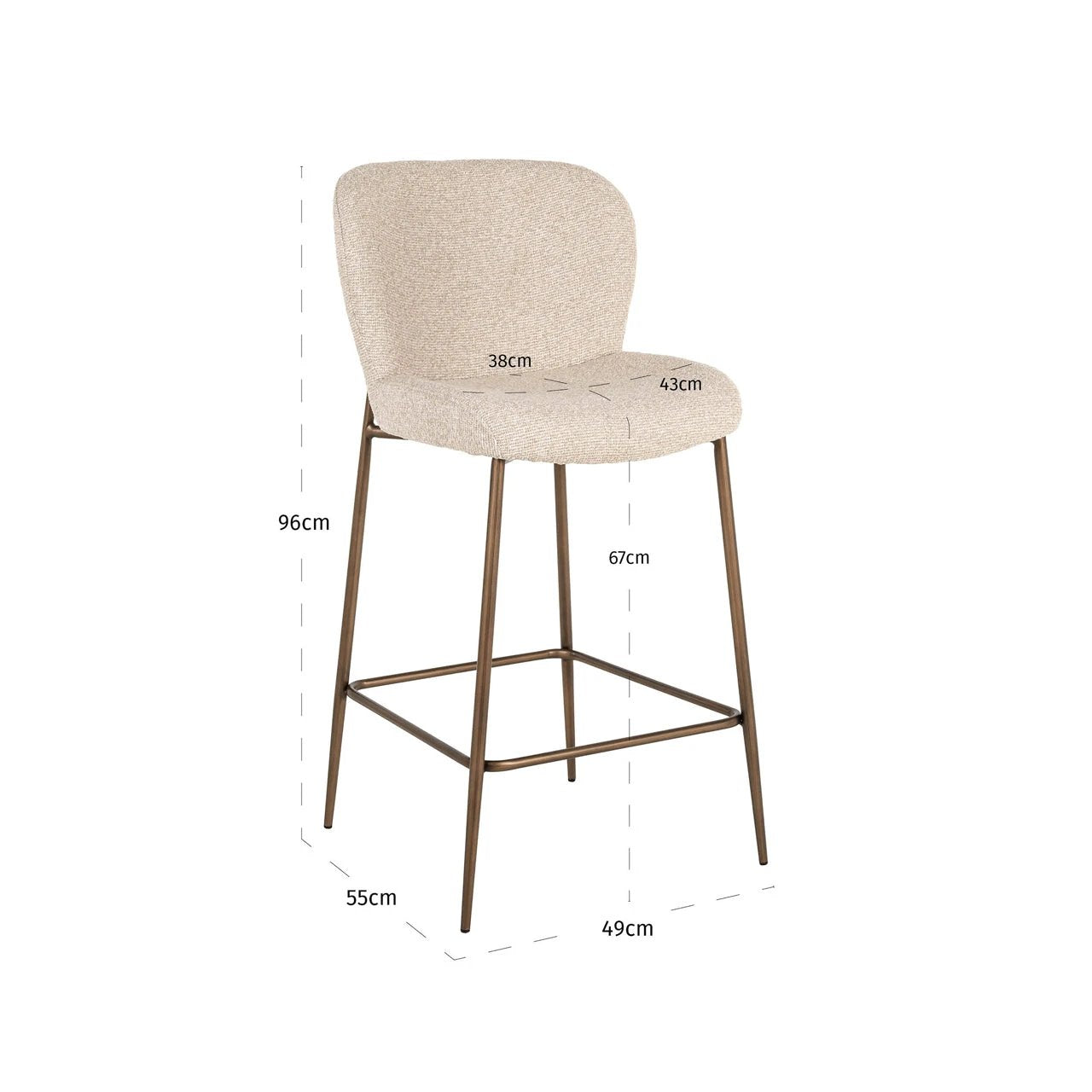 Counterstoel Odarby bruine tweed vlamvertragend by Richmond Interiors