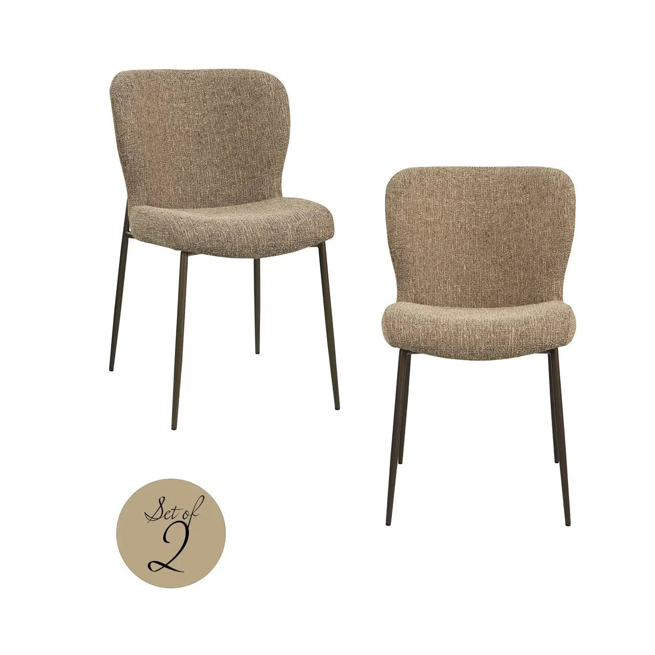 Eetkamerstoel Odarby bruine tweed vlamvertragend (set van 2) by Richmond Interiors