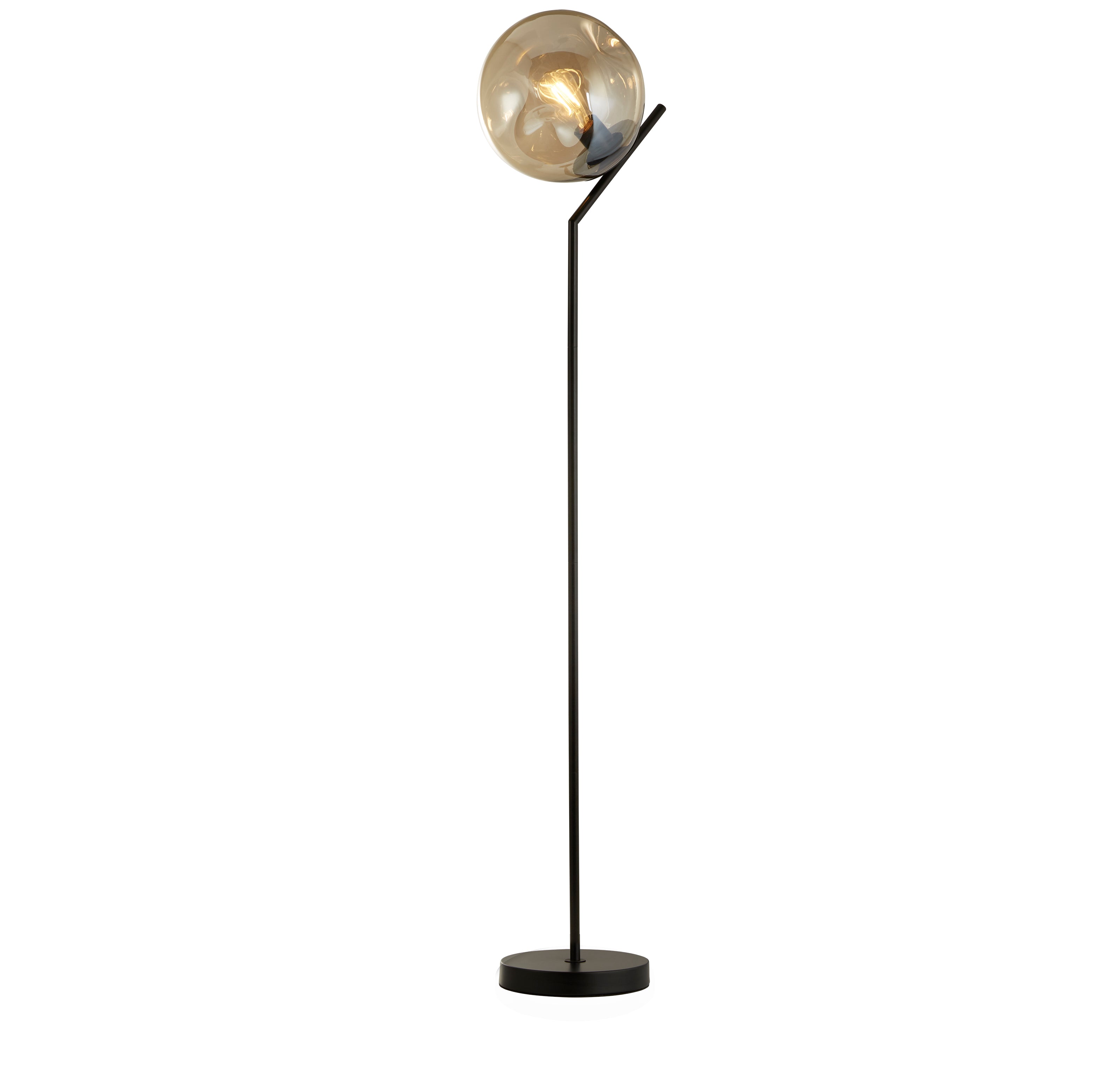 Punch Floor Lamp - Black Metal & Champagne Punched Glass
