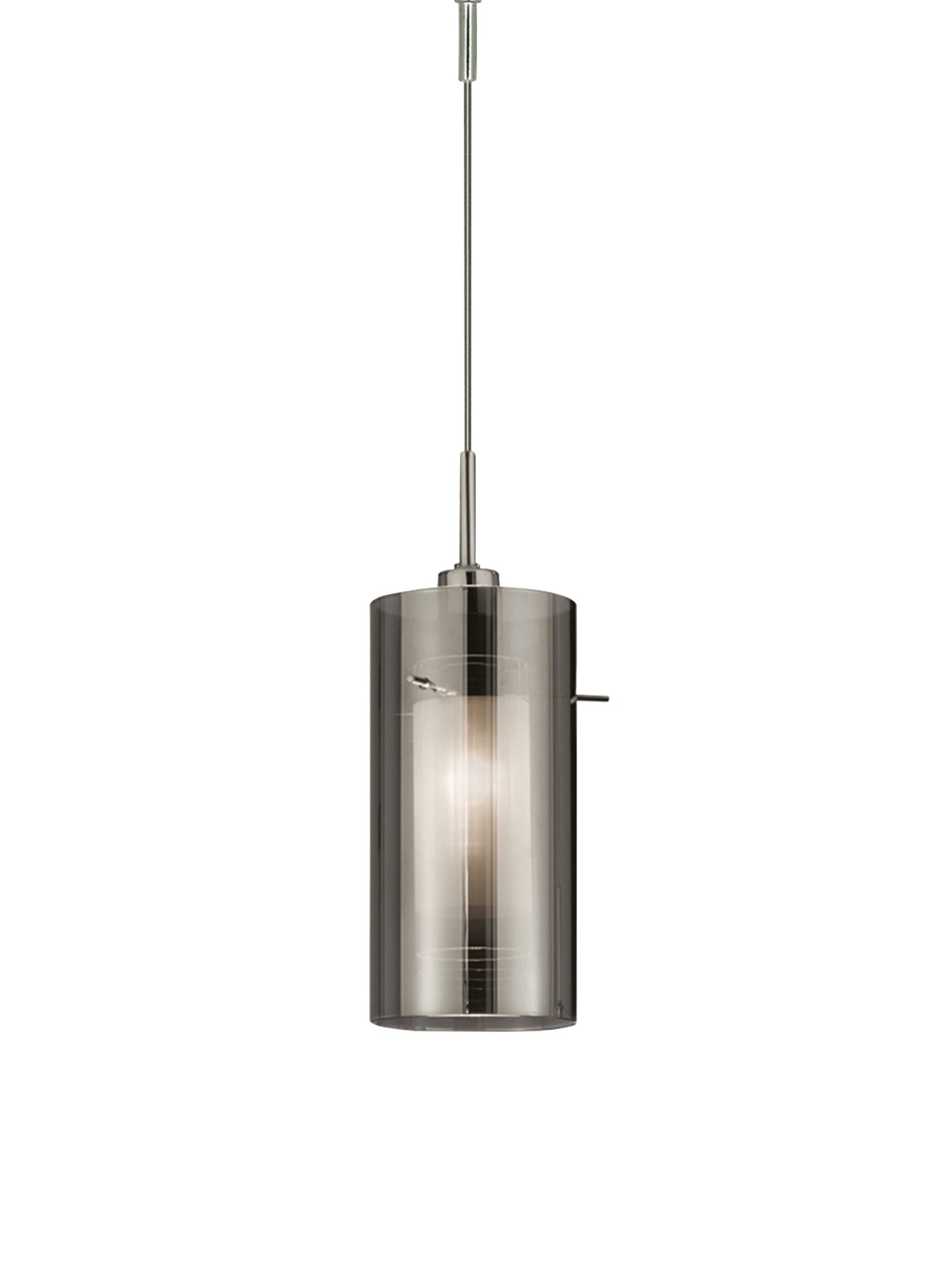 Hanglamp Duo II - Satin Silver & Smoked Glass by Searchlight