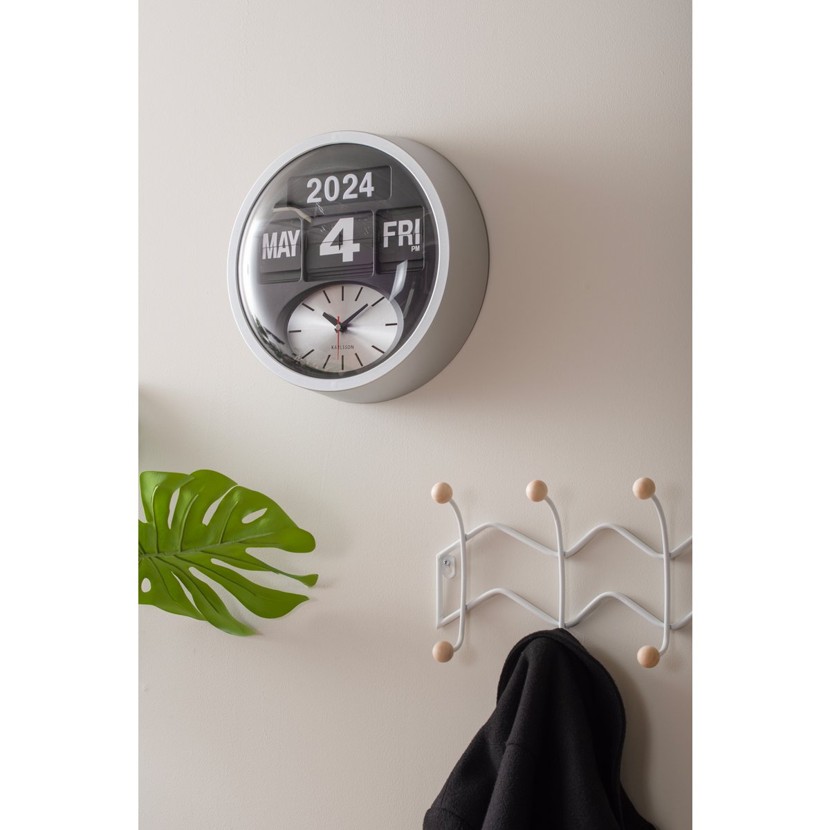 Wandklok Round Flip Zilver