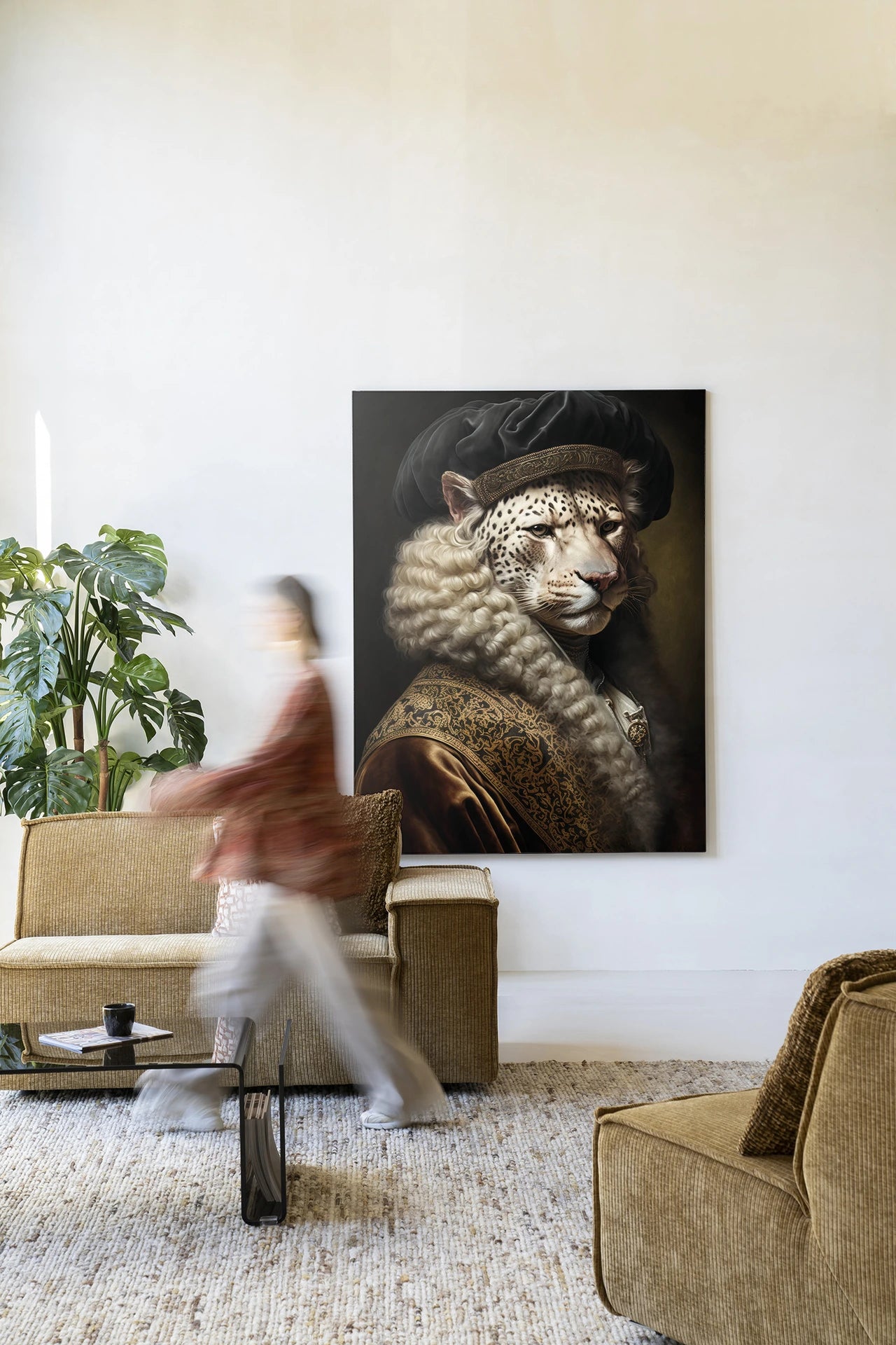 Snow Leopard - Moderne Wanddecoratie | Artprint, Glass Art & Wandkleed by Urban Cotton