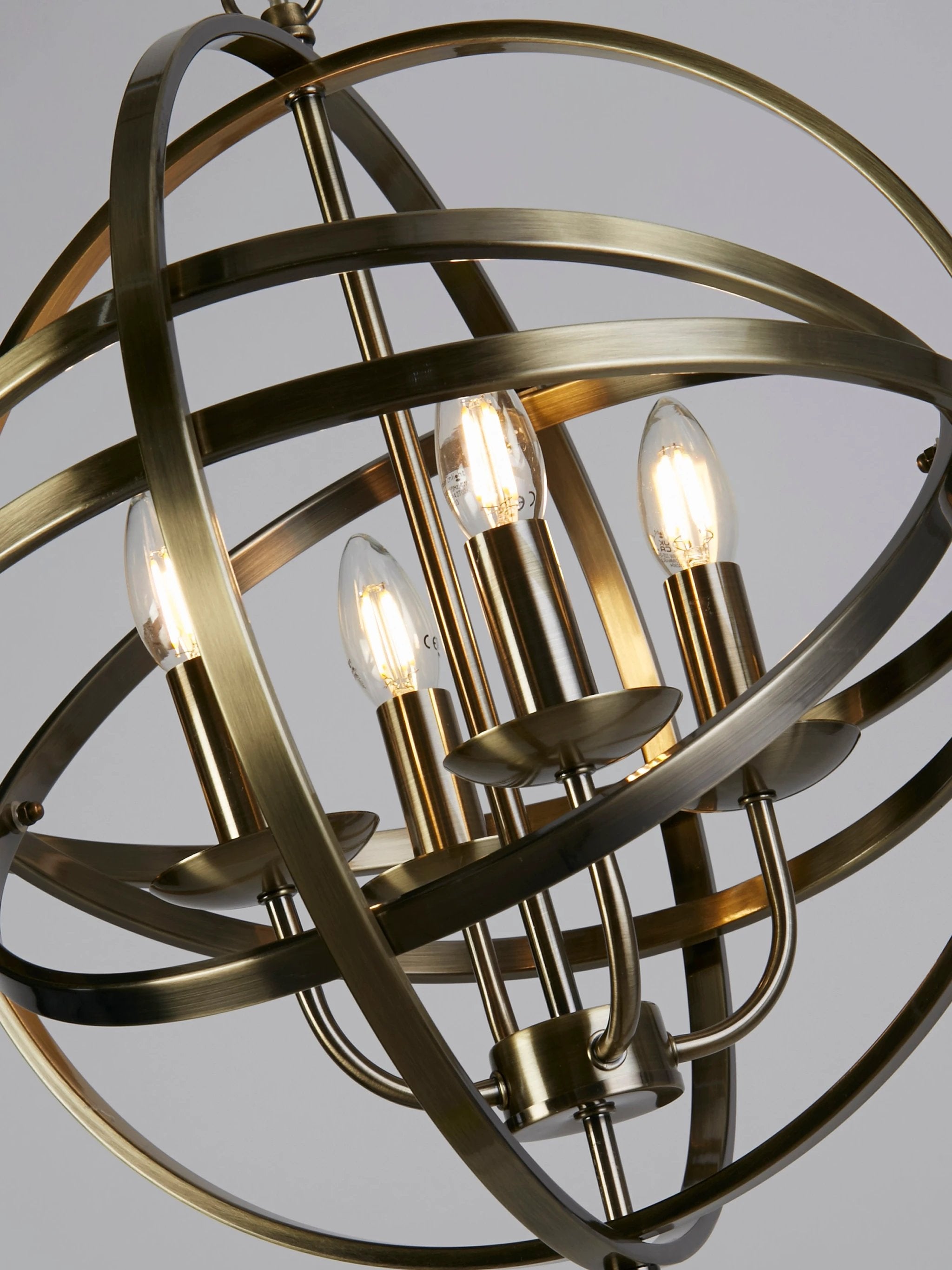 Hanglamp Orbit 4Lt Pendant Antique Brass Metal by Searchlight