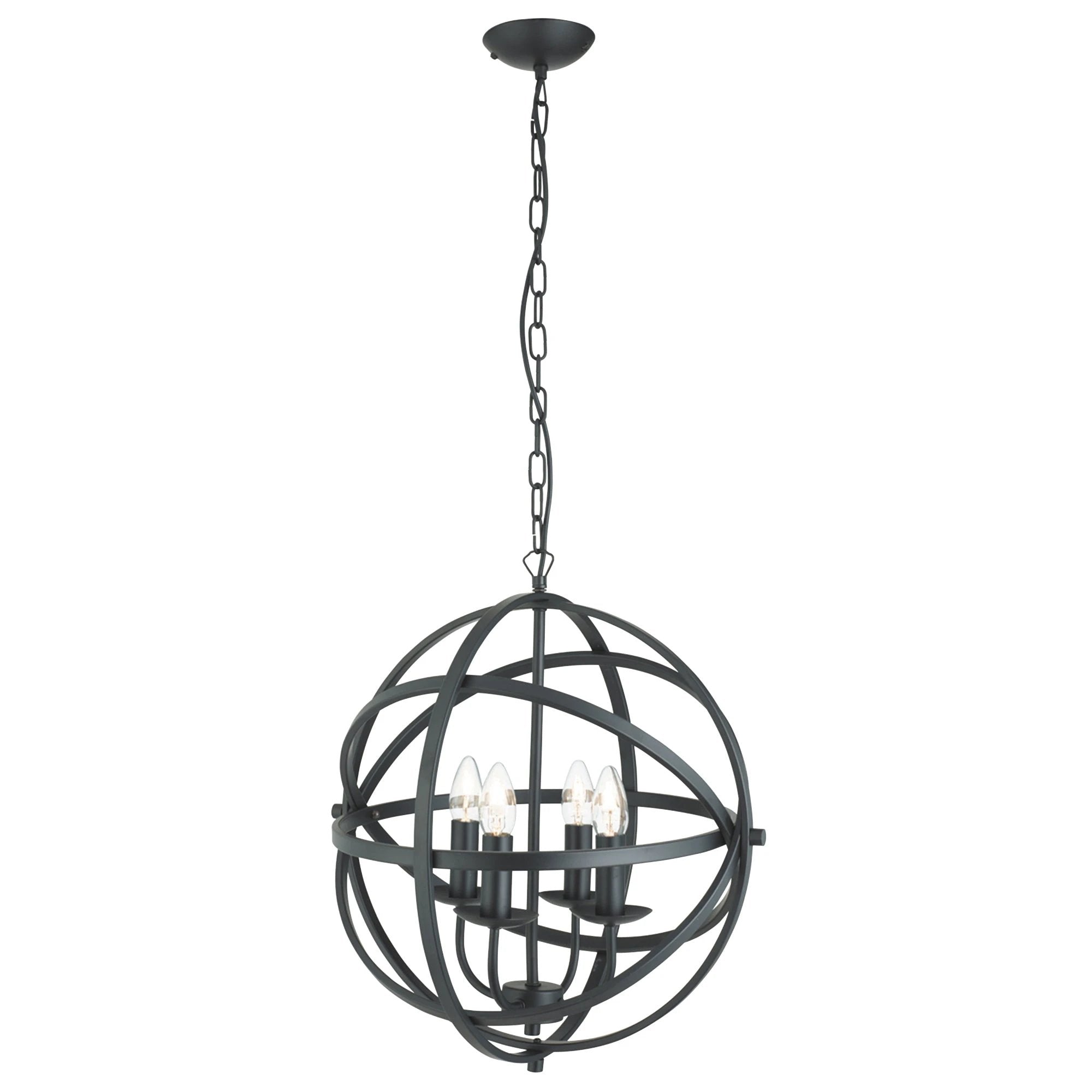 Hanglamp Orbit 4Lt Pendant Black Metal by Searchlight