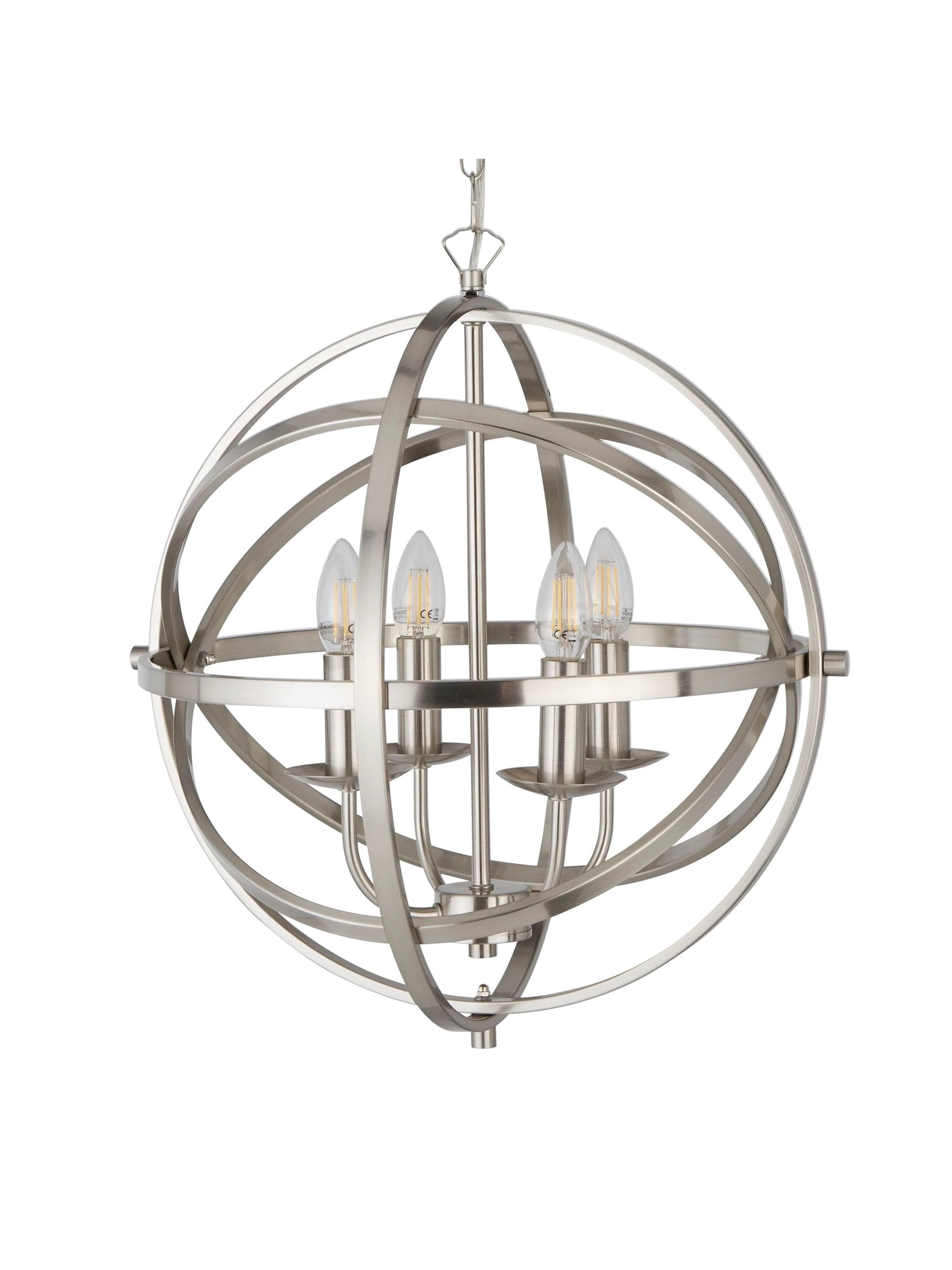Hanglamp Orbit 4Lt Pendant Satin Silver Metal by Searchlight