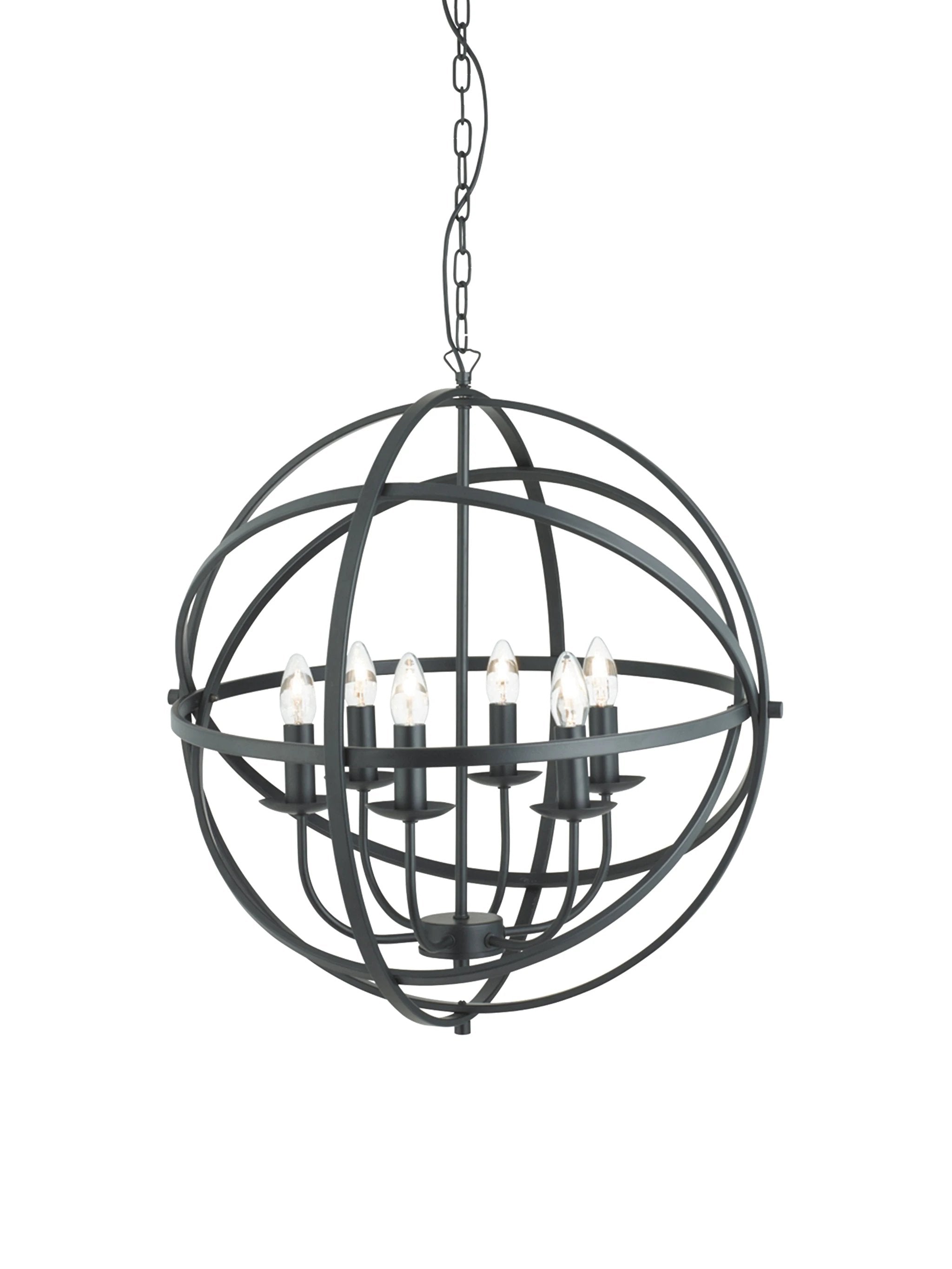 Hanglamp Orbit 6Lt Black Metal by Searchlight