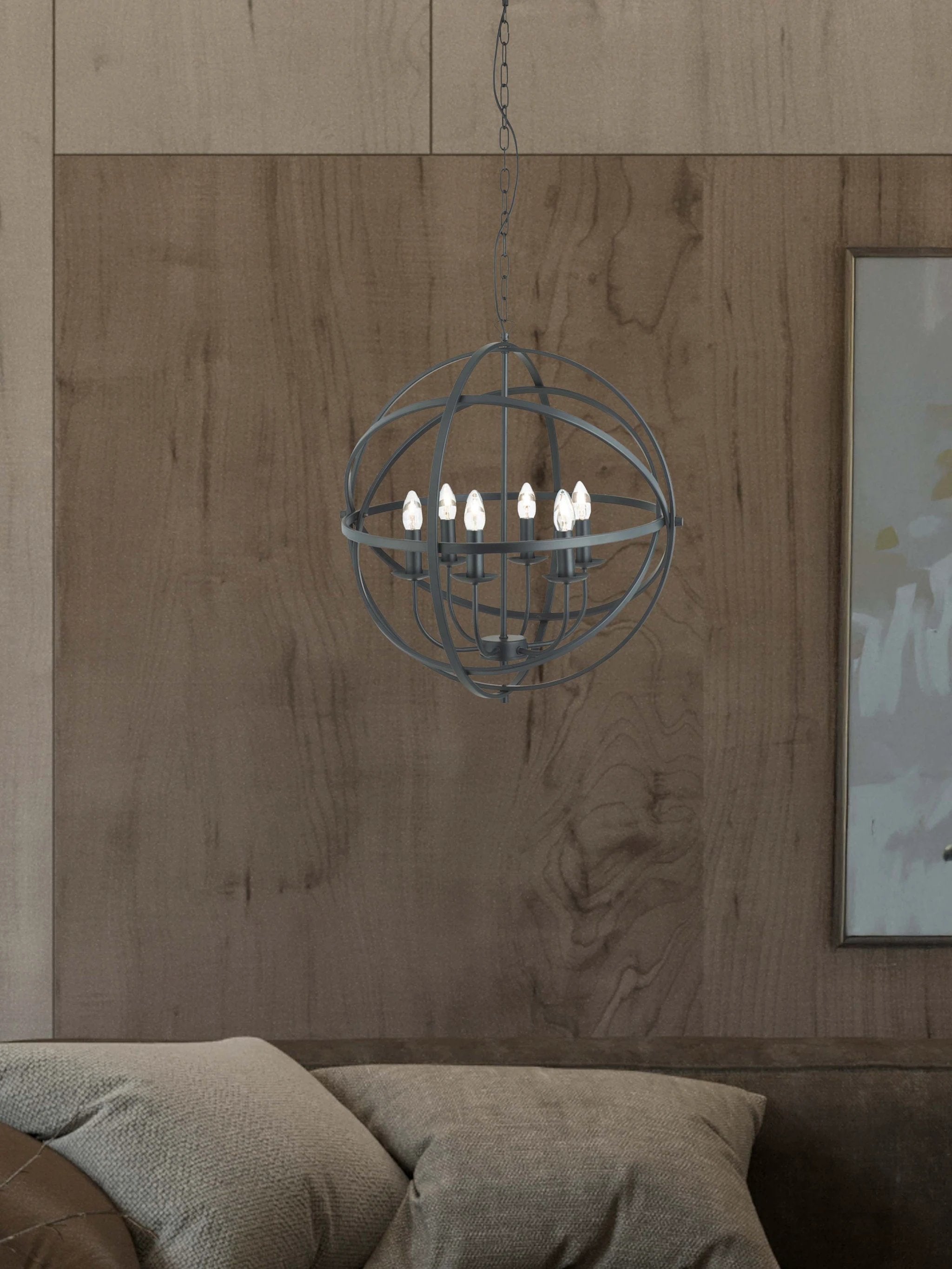 Hanglamp Orbit 6Lt Black Metal by Searchlight